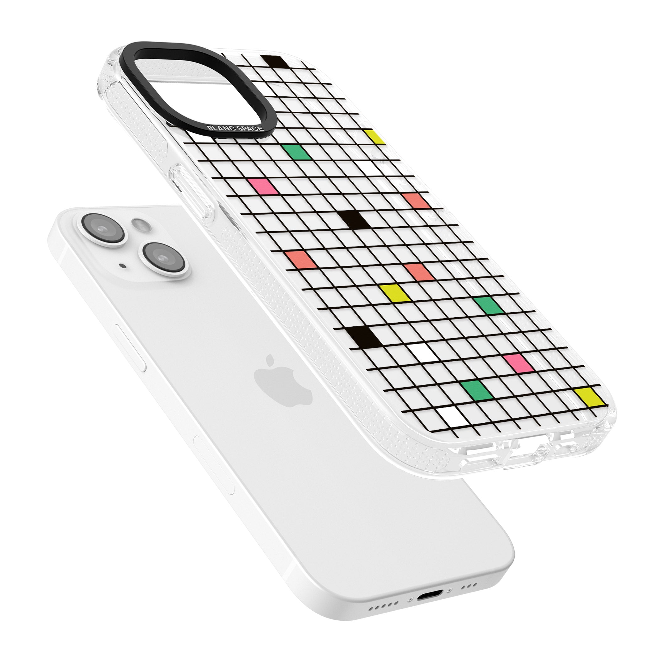 Vibrant Clear Geometric Grid iPhone 15 / 14 / 13 Clear Case Impact Air - Blanc Space