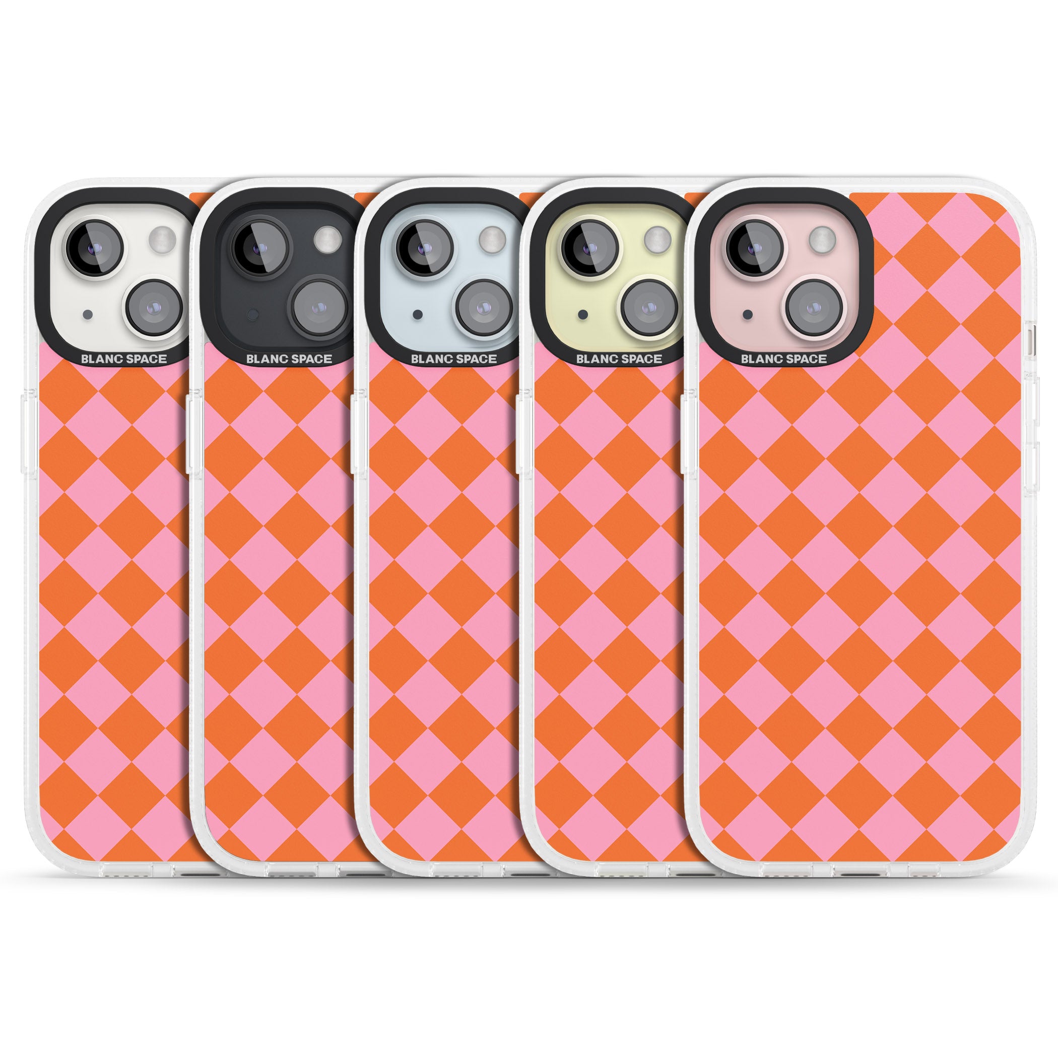 Retro Sunset Diamond Plaid iPhone 15 / 14 / 13 Clear Case Impact Air - Blanc Space