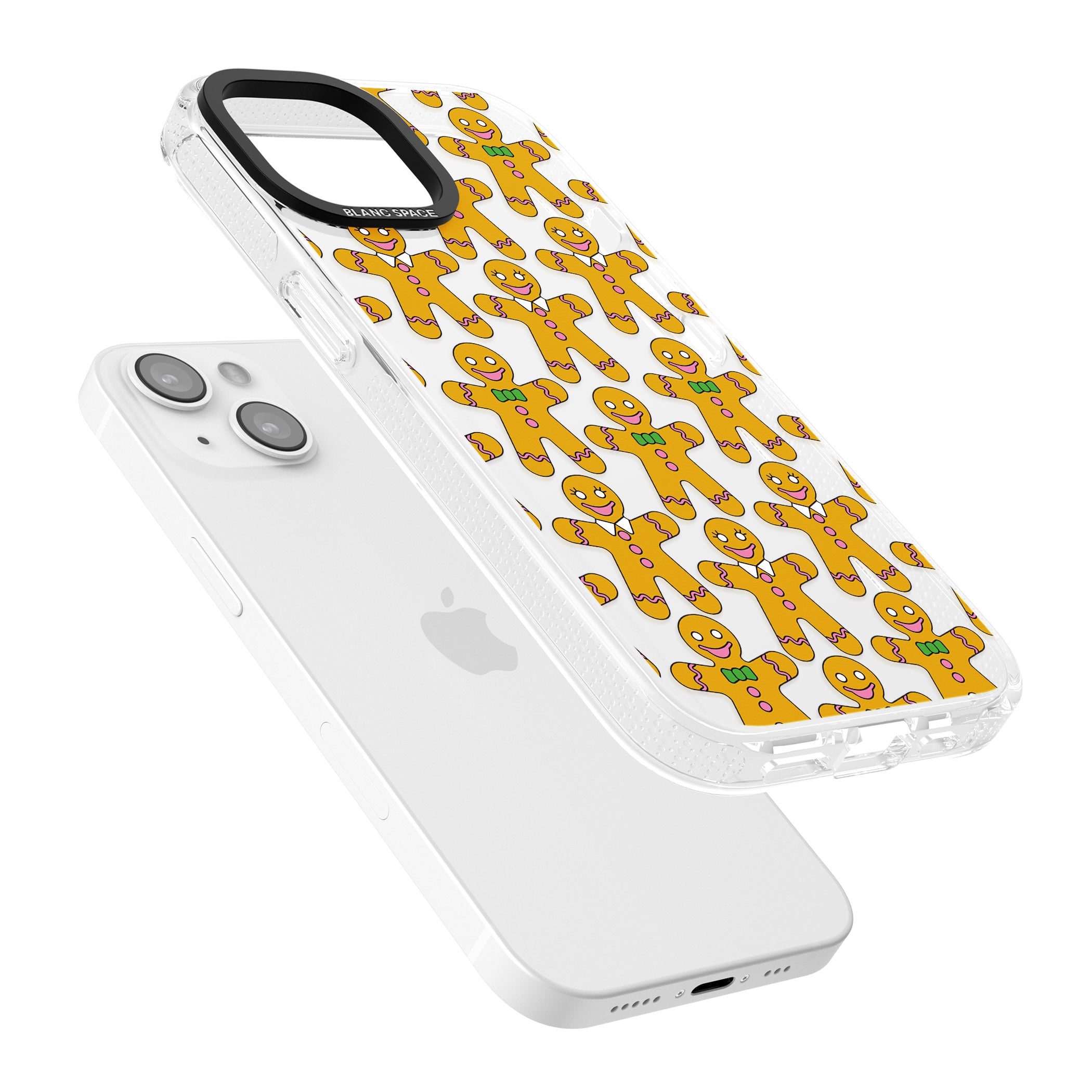 Gingerbread Cookie Pattern iPhone 15 / 14 / 13 Clear Case Impact Air - Blanc Space