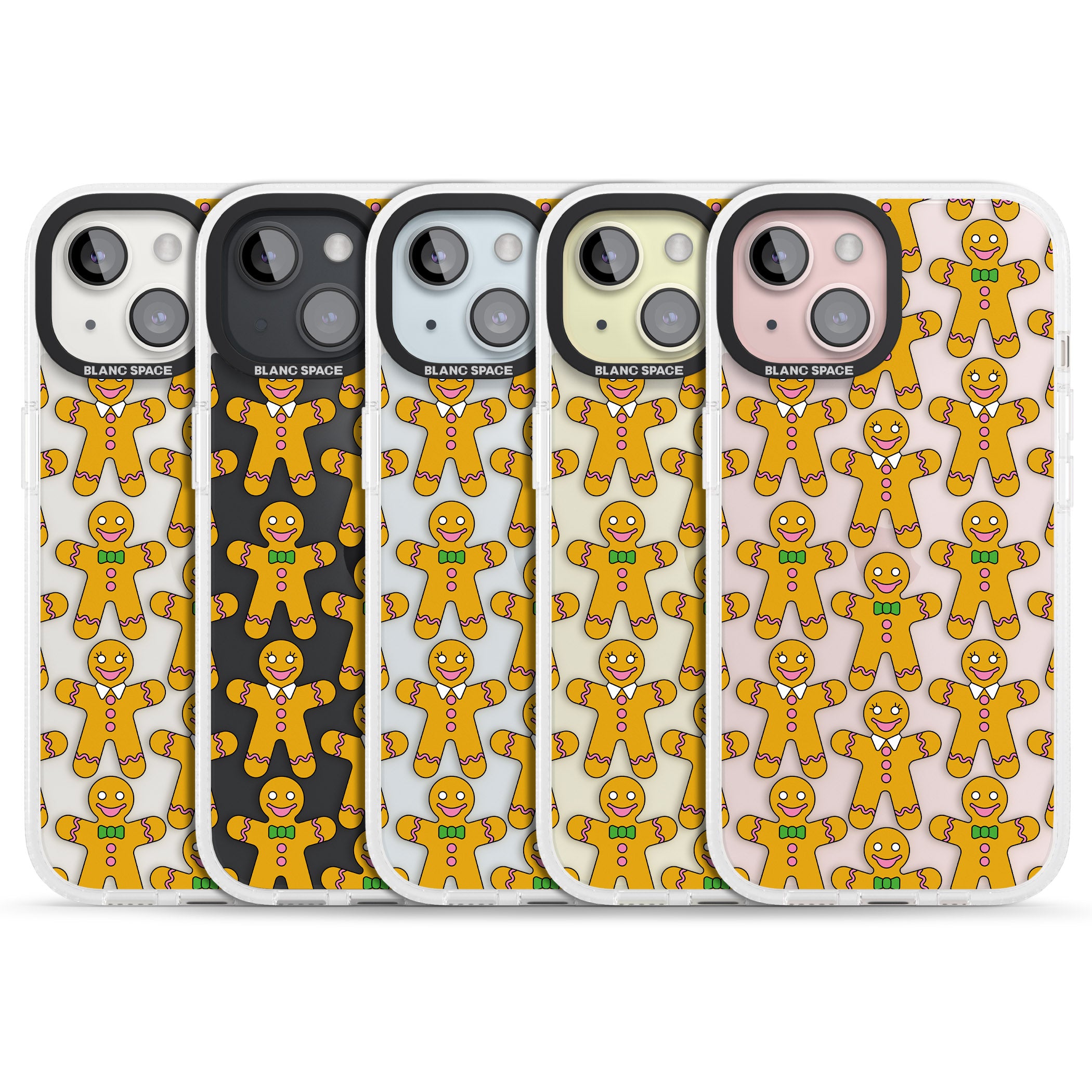 Gingerbread Cookie Pattern iPhone 15 / 14 / 13 Clear Case Impact Air - Blanc Space