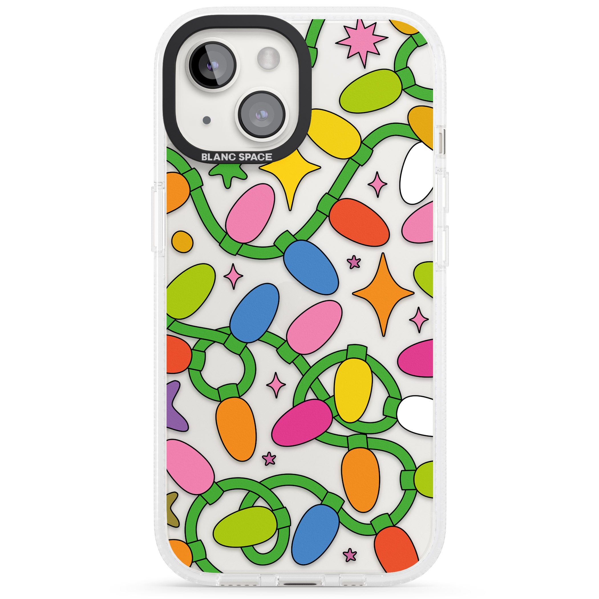 Festive Lights Pattern iPhone 15 / 14 / 13 Clear Case Impact Air - Blanc Space