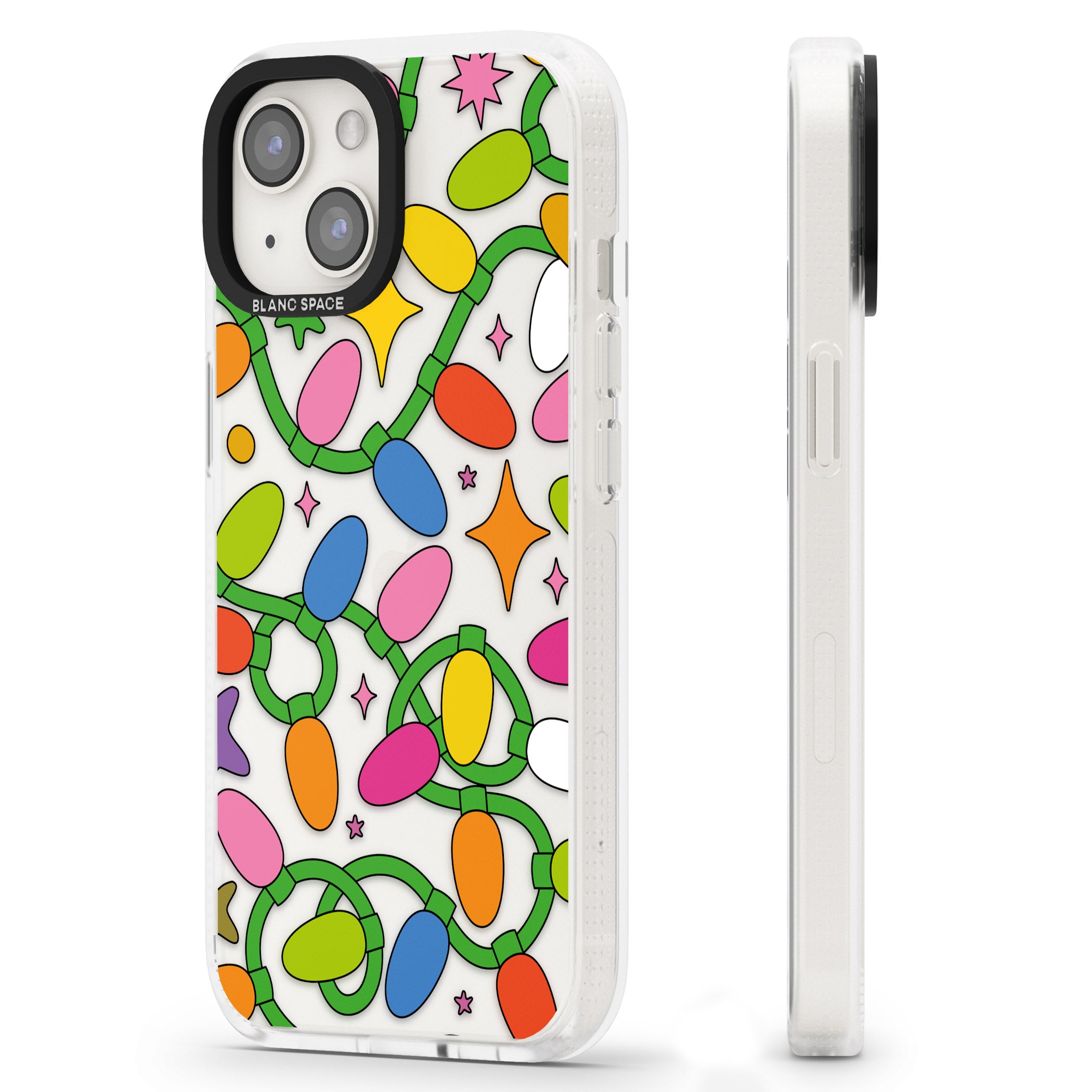 Festive Lights Pattern iPhone 15 / 14 / 13 Clear Case Impact Air - Blanc Space