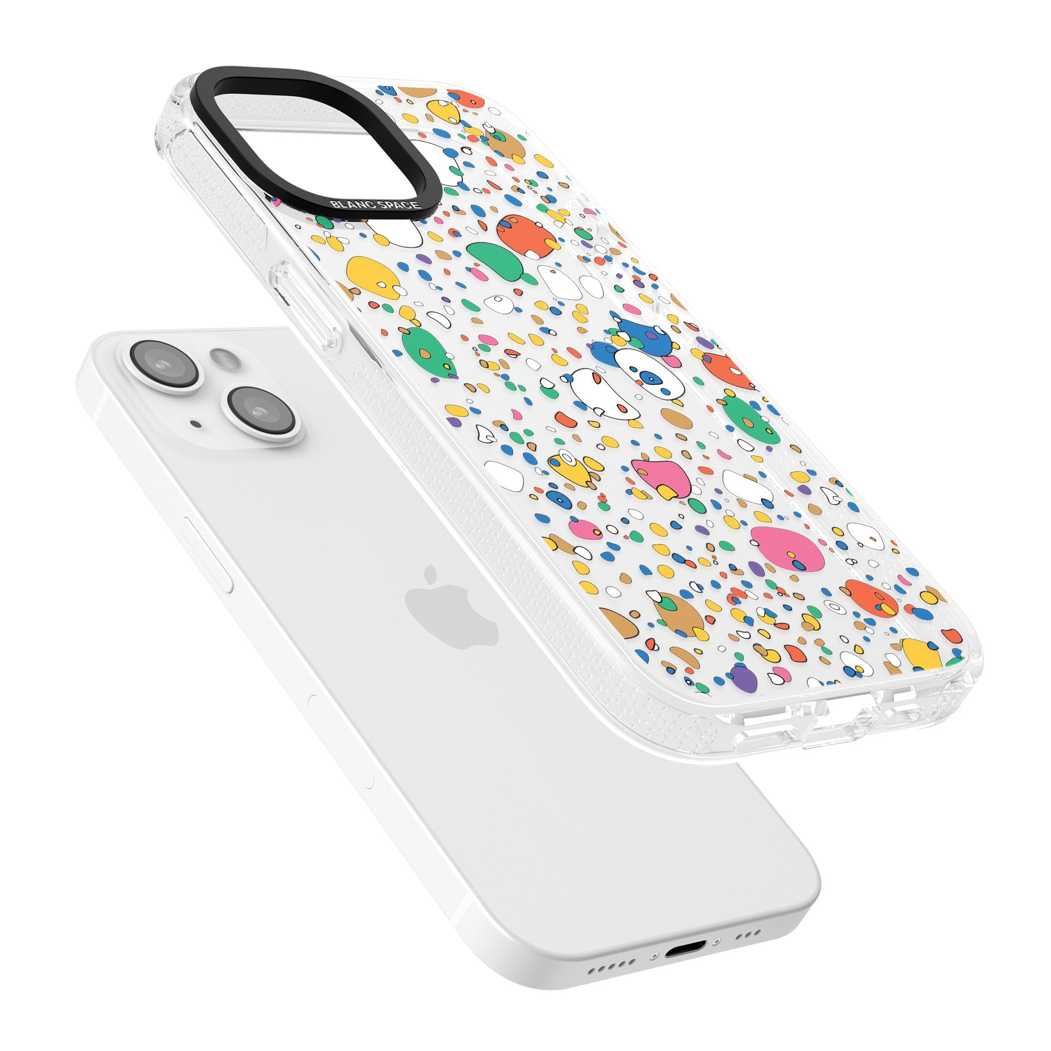 Colourful Confetti Pebbles iPhone 15 / 14 / 13 Clear Case Impact Air - Blanc Space