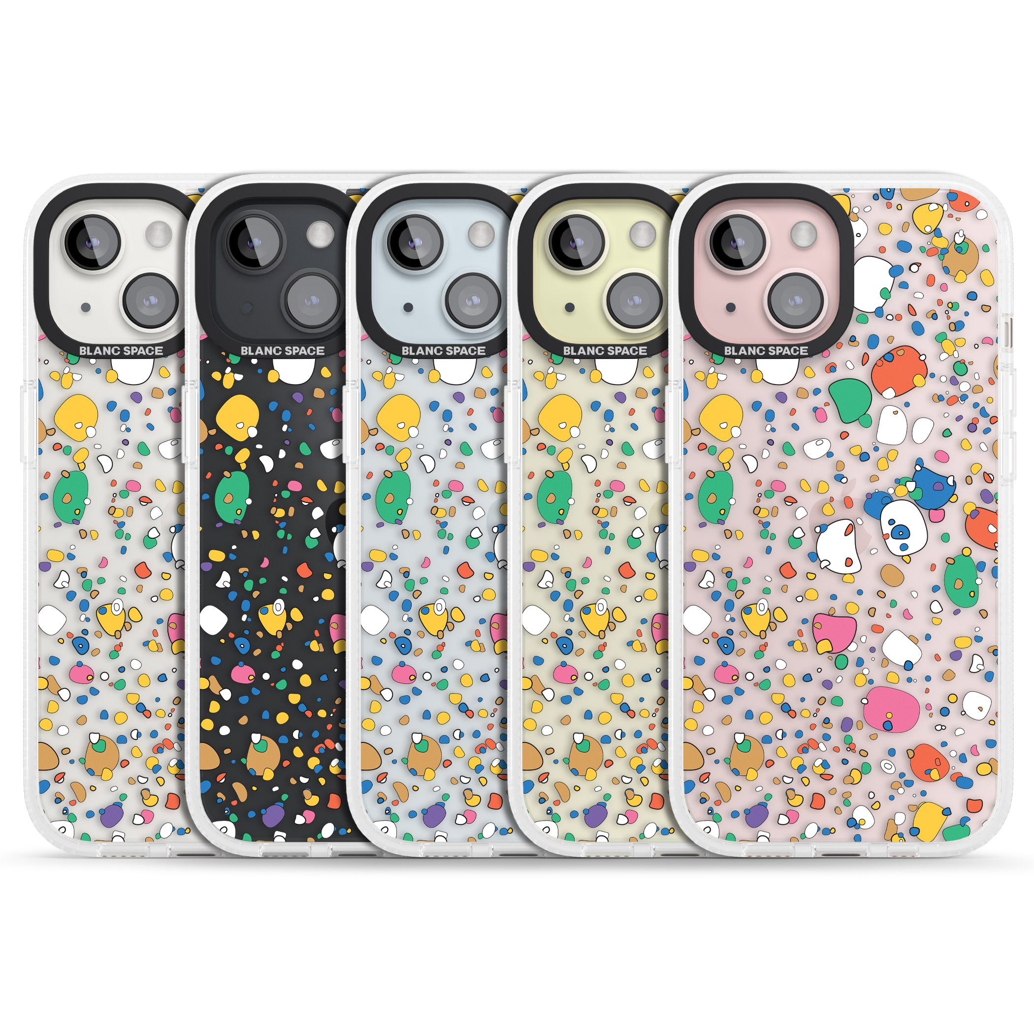 Colourful Confetti Pebbles iPhone 15 / 14 / 13 Clear Case Impact Air - Blanc Space