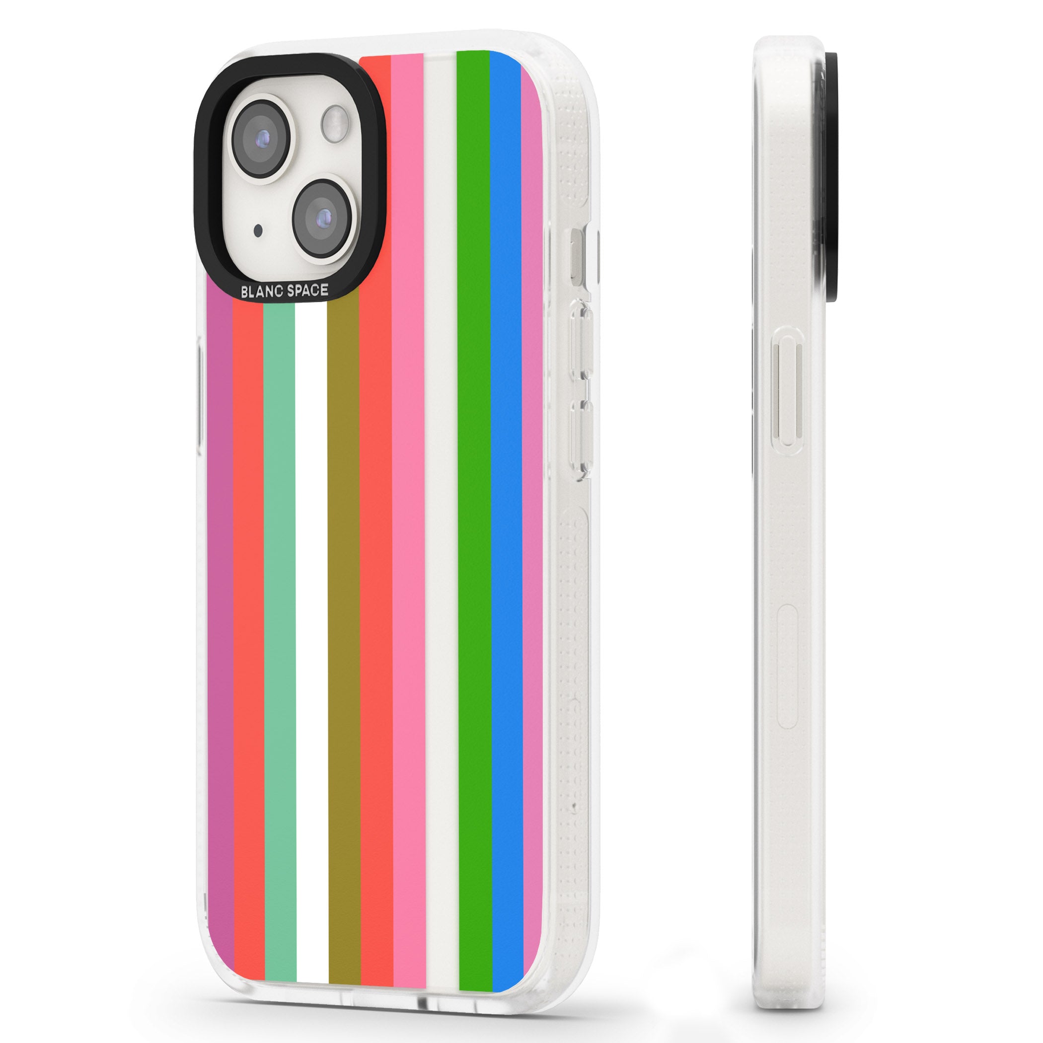 Vibrant Stripes iPhone 15 / 14 / 13 Clear Case Impact Air - Blanc Space
