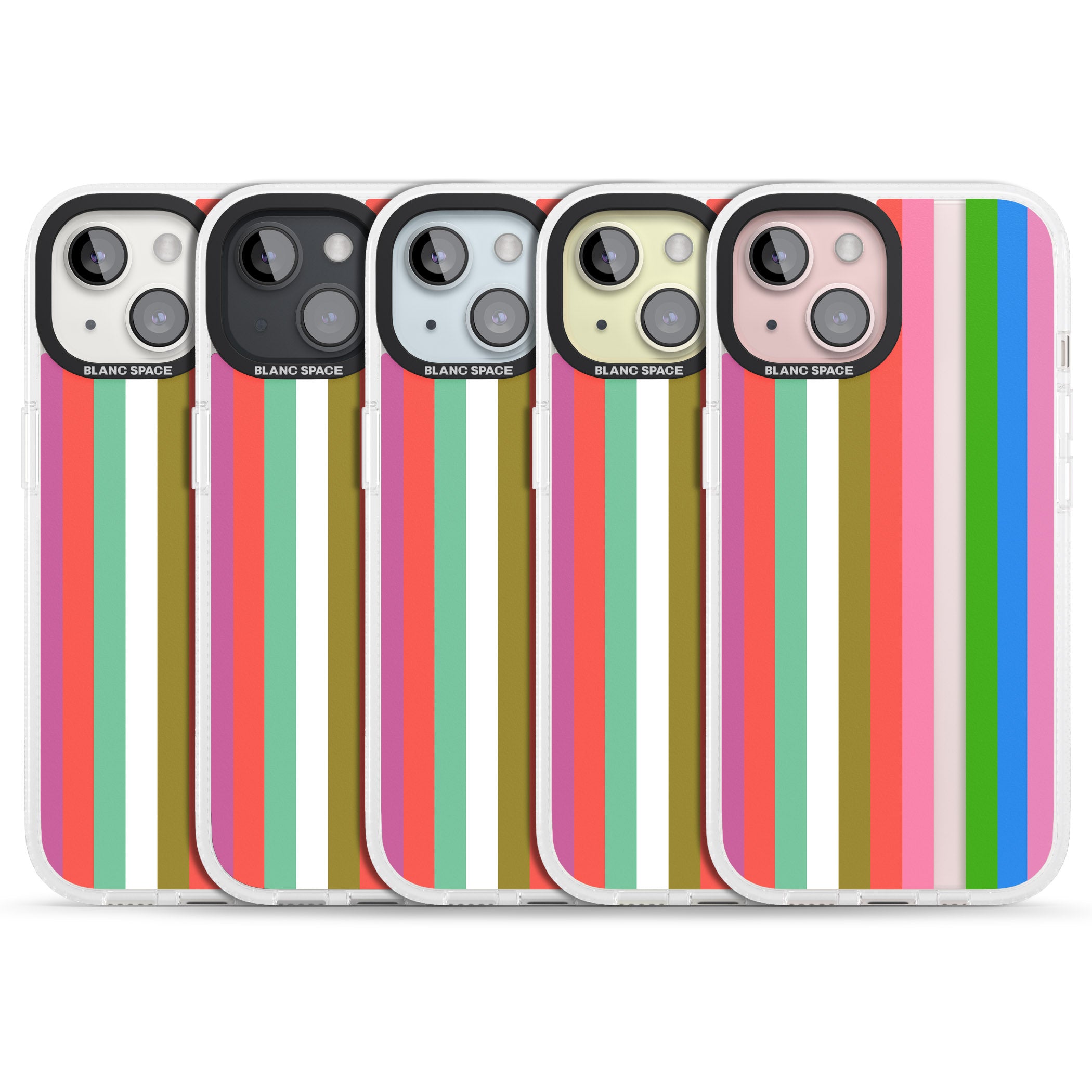Vibrant Stripes iPhone 15 / 14 / 13 Clear Case Impact Air - Blanc Space