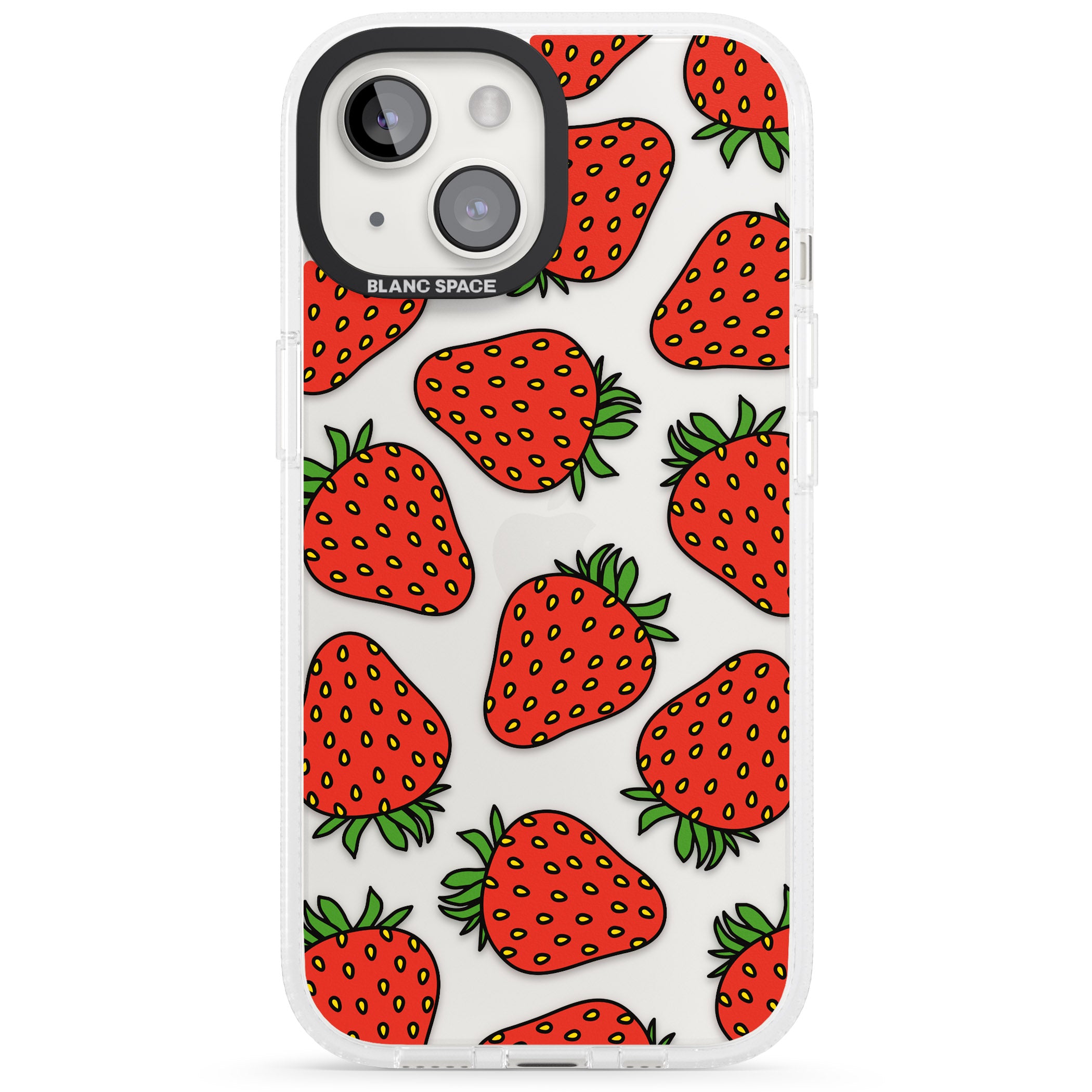 Strawberry Pattern iPhone 15 / 14 / 13 Clear Case Impact Air - Blanc Space