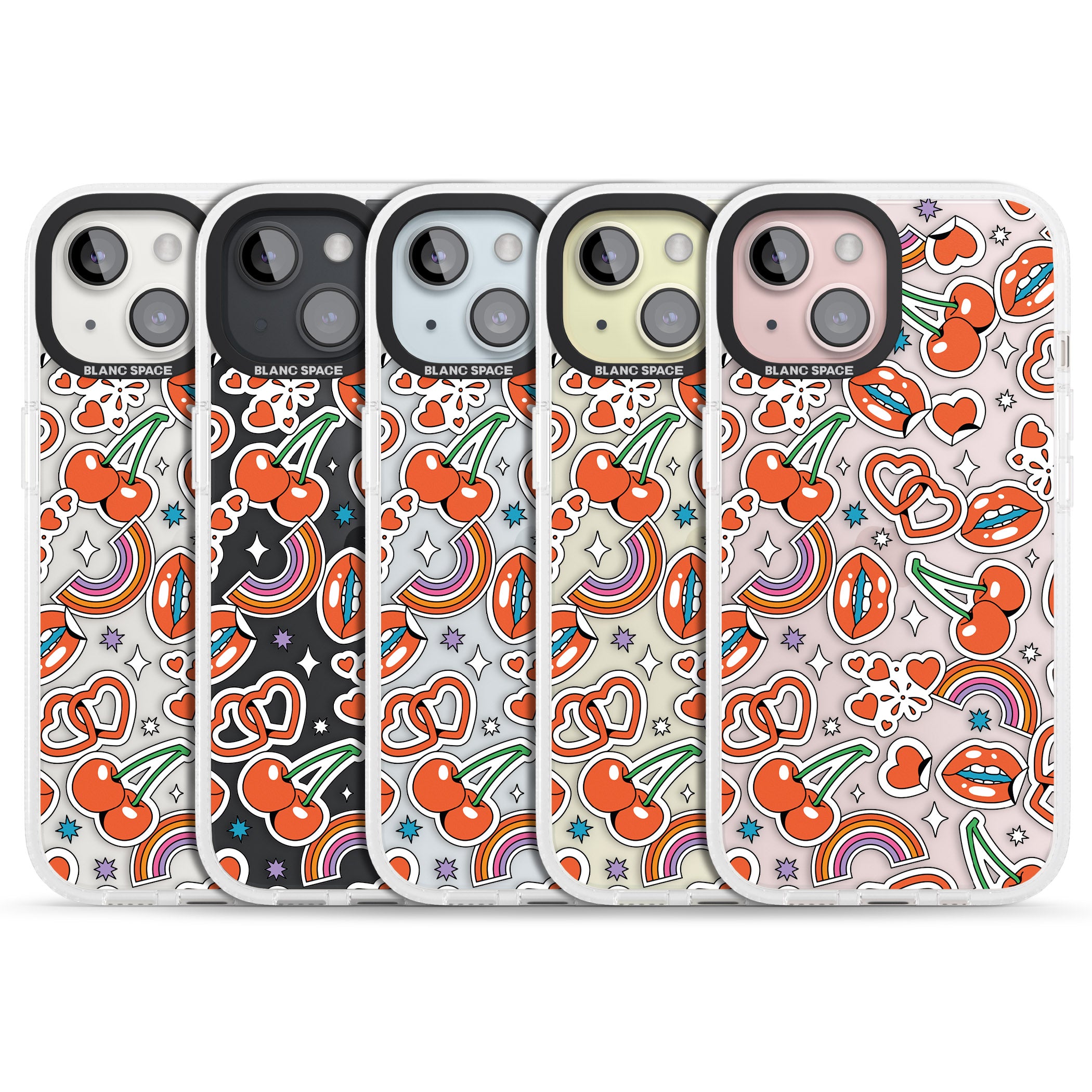 Red Sticker Pop iPhone 15 / 14 / 13 Clear Case Impact Air - Blanc Space