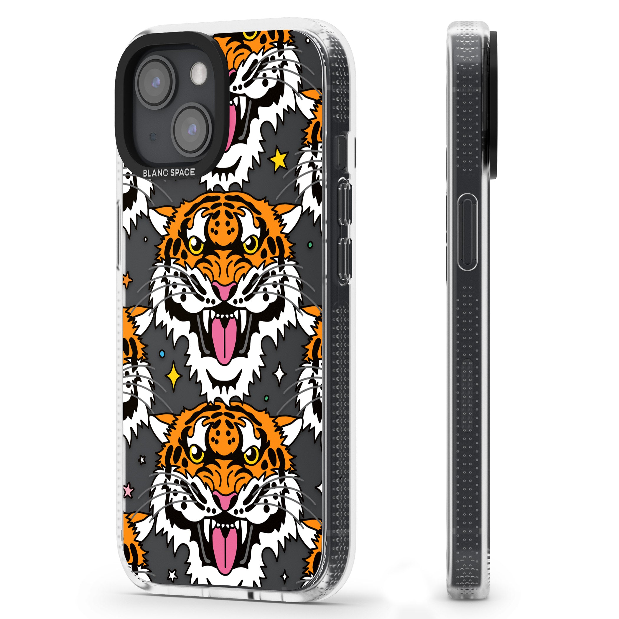 Fierce Jungle Tigers iPhone 15 / 14 / 13 Clear Case Impact Air - Blanc Space