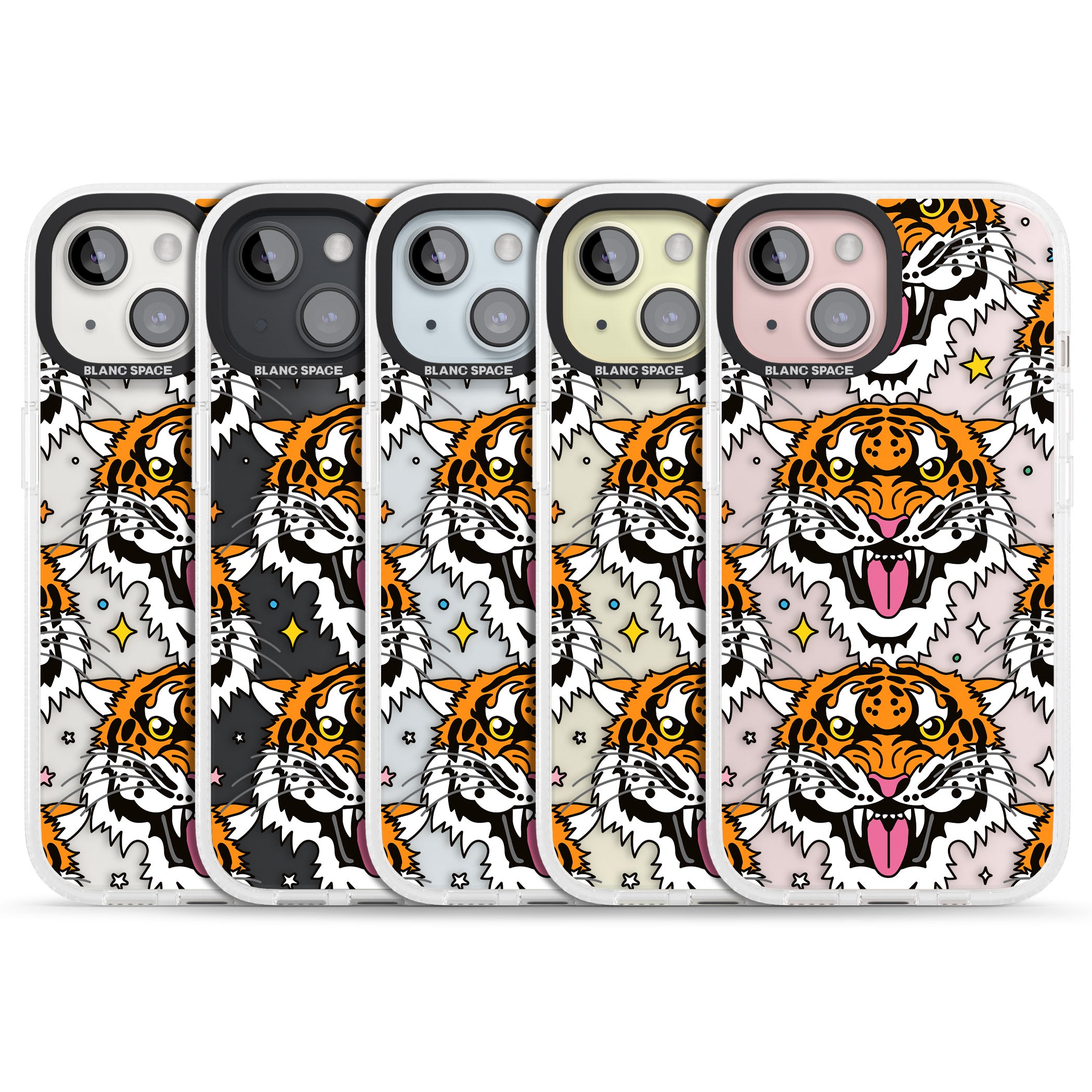 Fierce Jungle Tigers iPhone 15 / 14 / 13 Clear Case Impact Air - Blanc Space