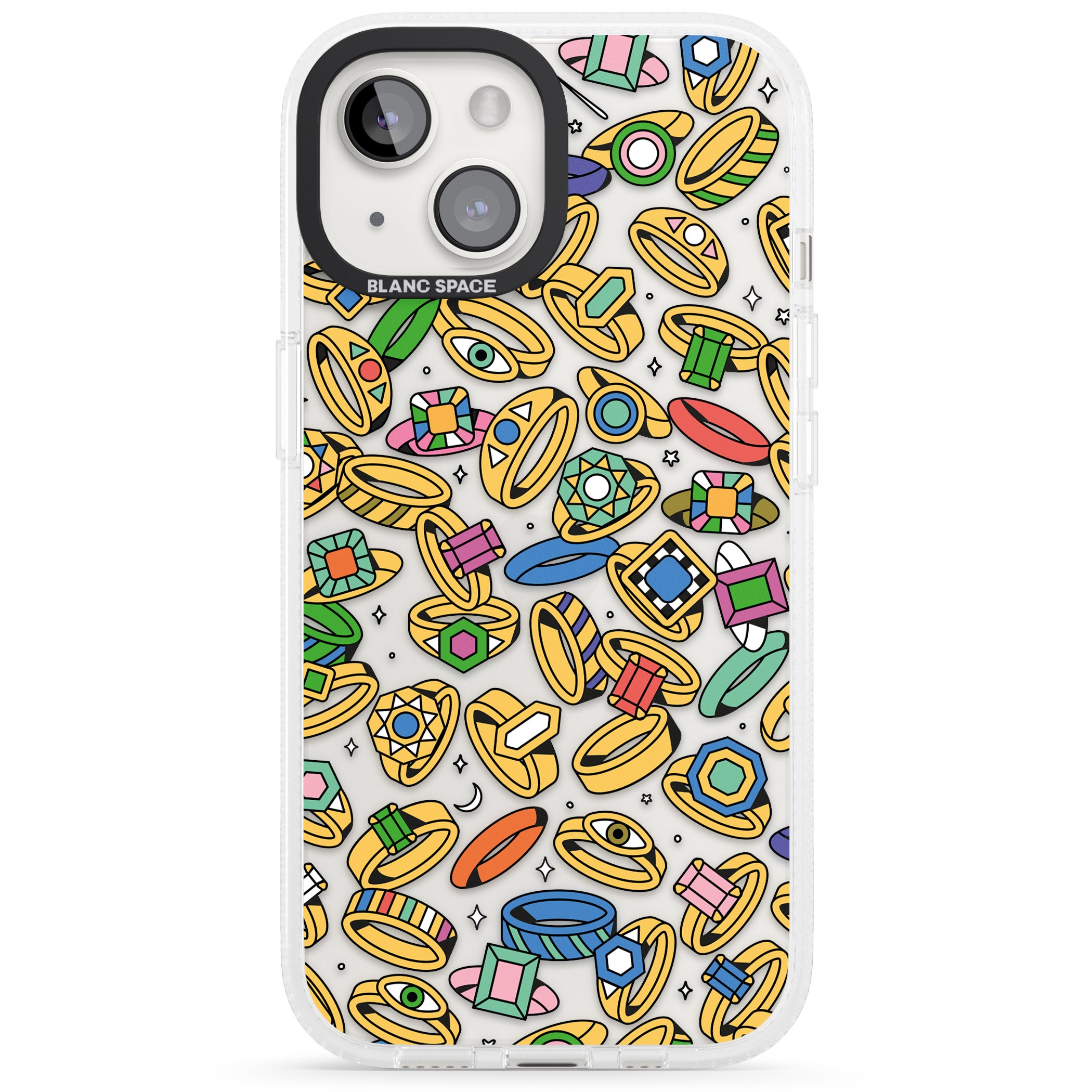 Gemstone Glitz iPhone 15 / 14 / 13 Clear Case Impact Air - Blanc Space
