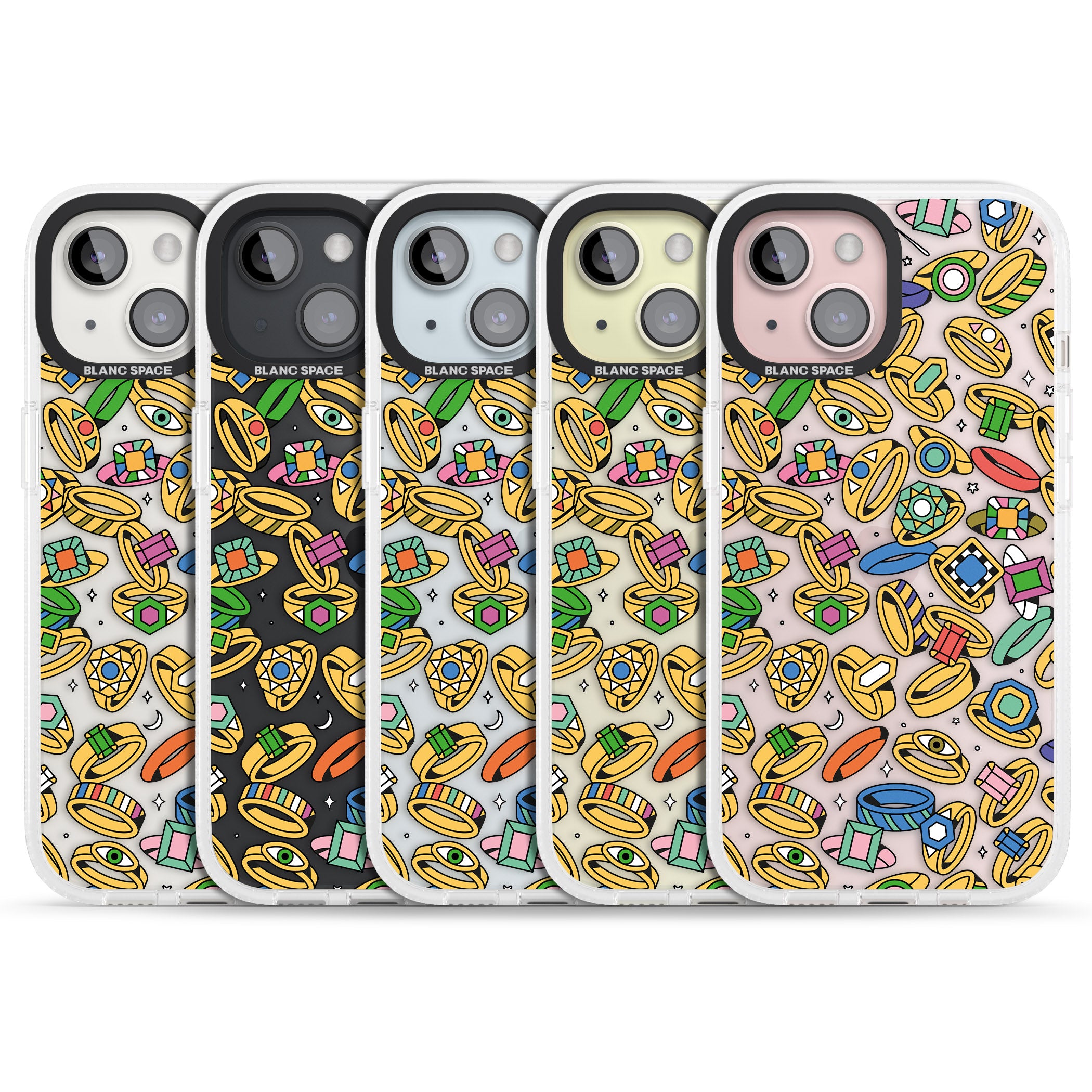 Gemstone Glitz iPhone 15 / 14 / 13 Clear Case Impact Air - Blanc Space