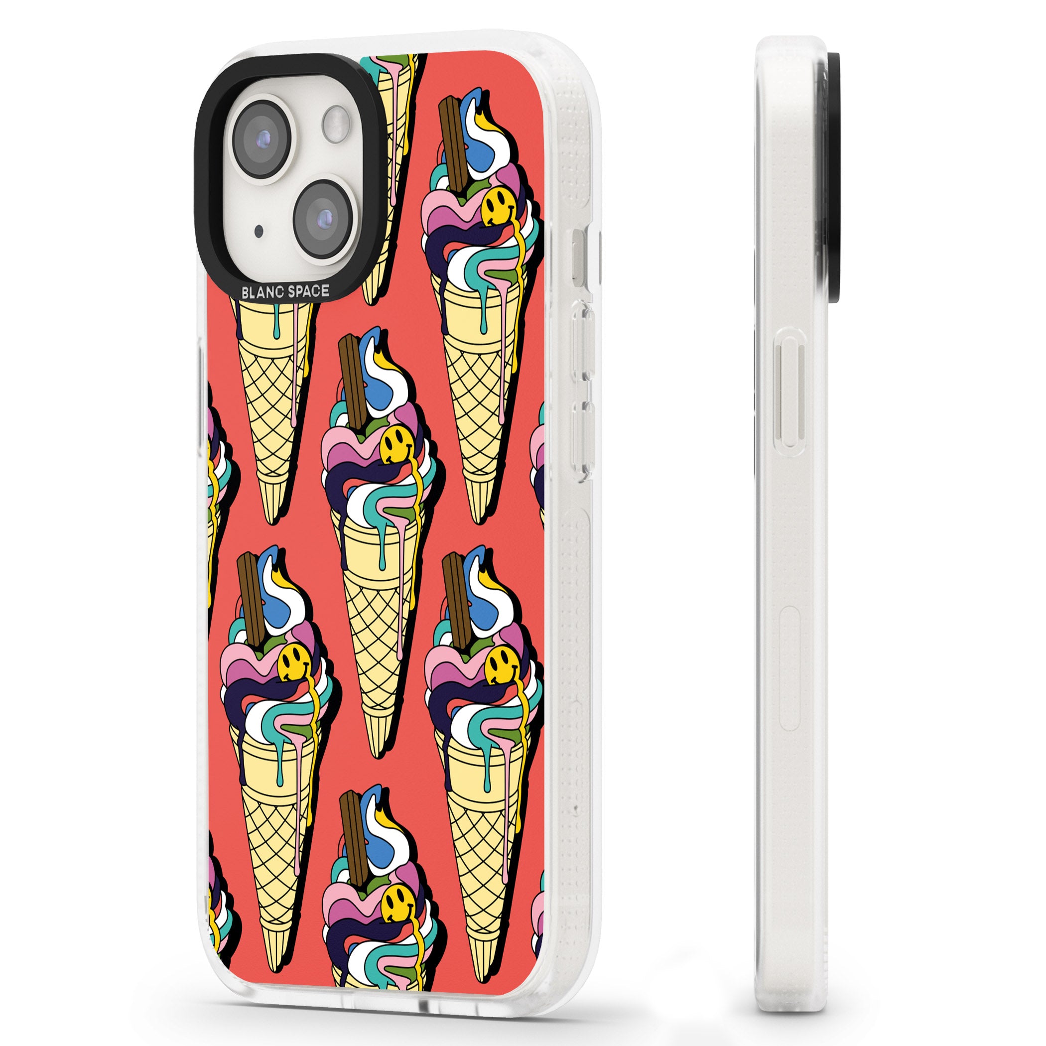 Trip & Drip Ice Cream (Red) iPhone 15 / 14 / 13 Clear Case Impact Air - Blanc Space