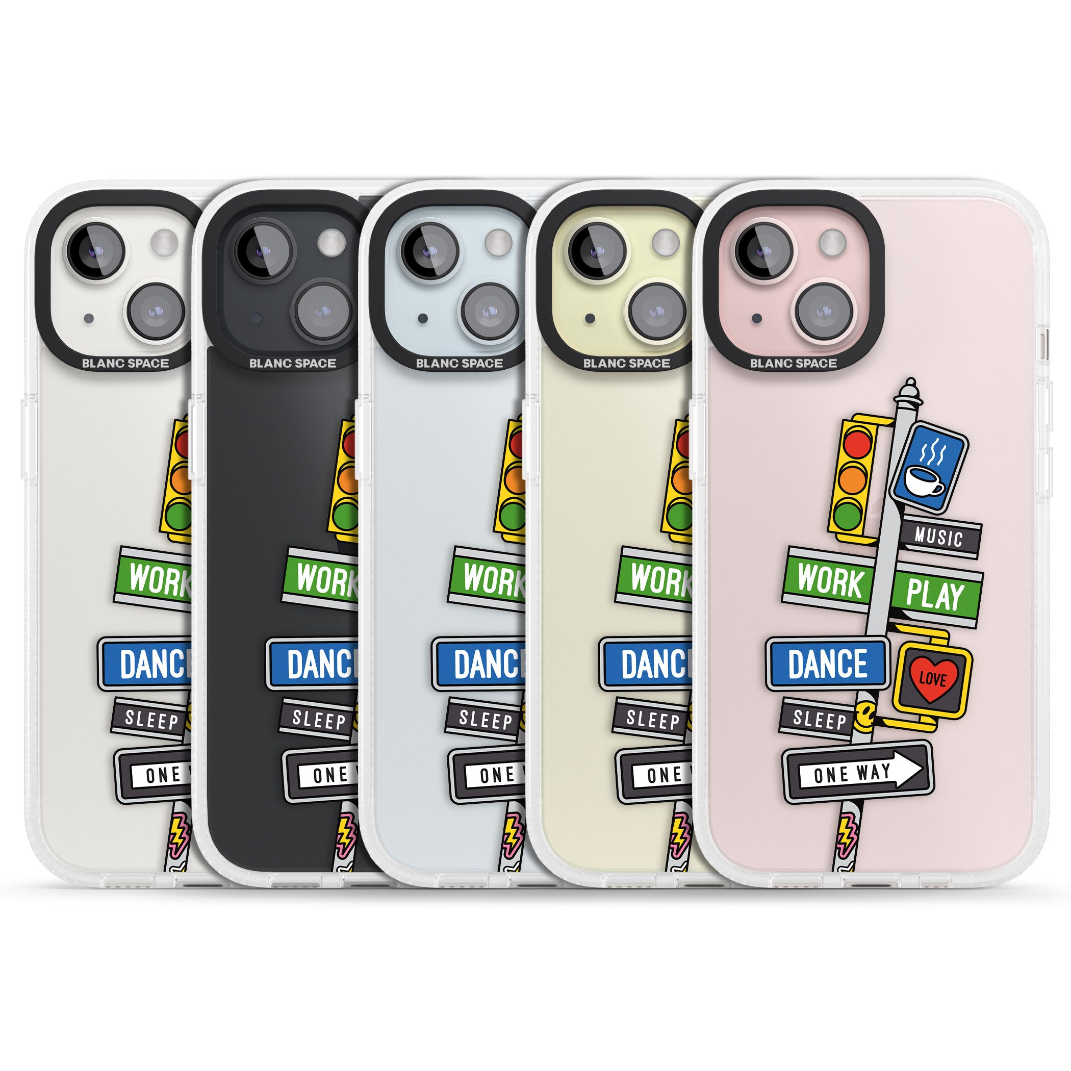 Mood Street Signs iPhone 15 / 14 / 13 Clear Case Impact Air - Blanc Space