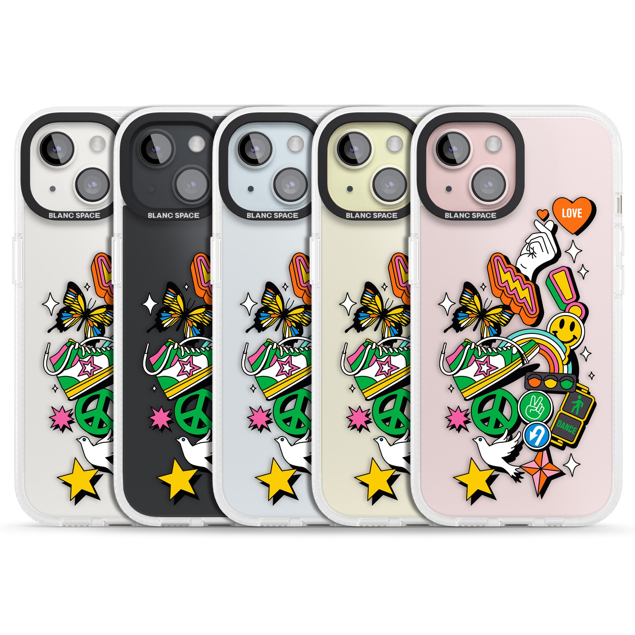 Nostalgic Sticker Collage iPhone 15 / 14 / 13 Clear Case Impact Air - Blanc Space