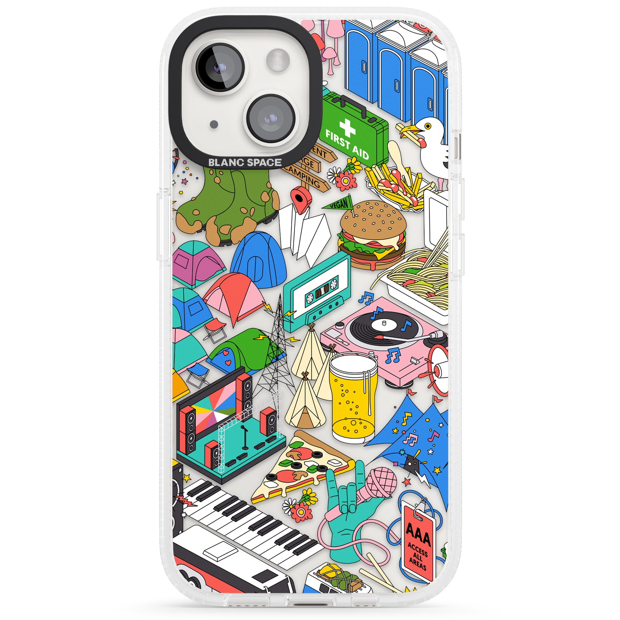 Festival Frenzy iPhone 15 / 14 / 13 Clear Case Impact Air - Blanc Space
