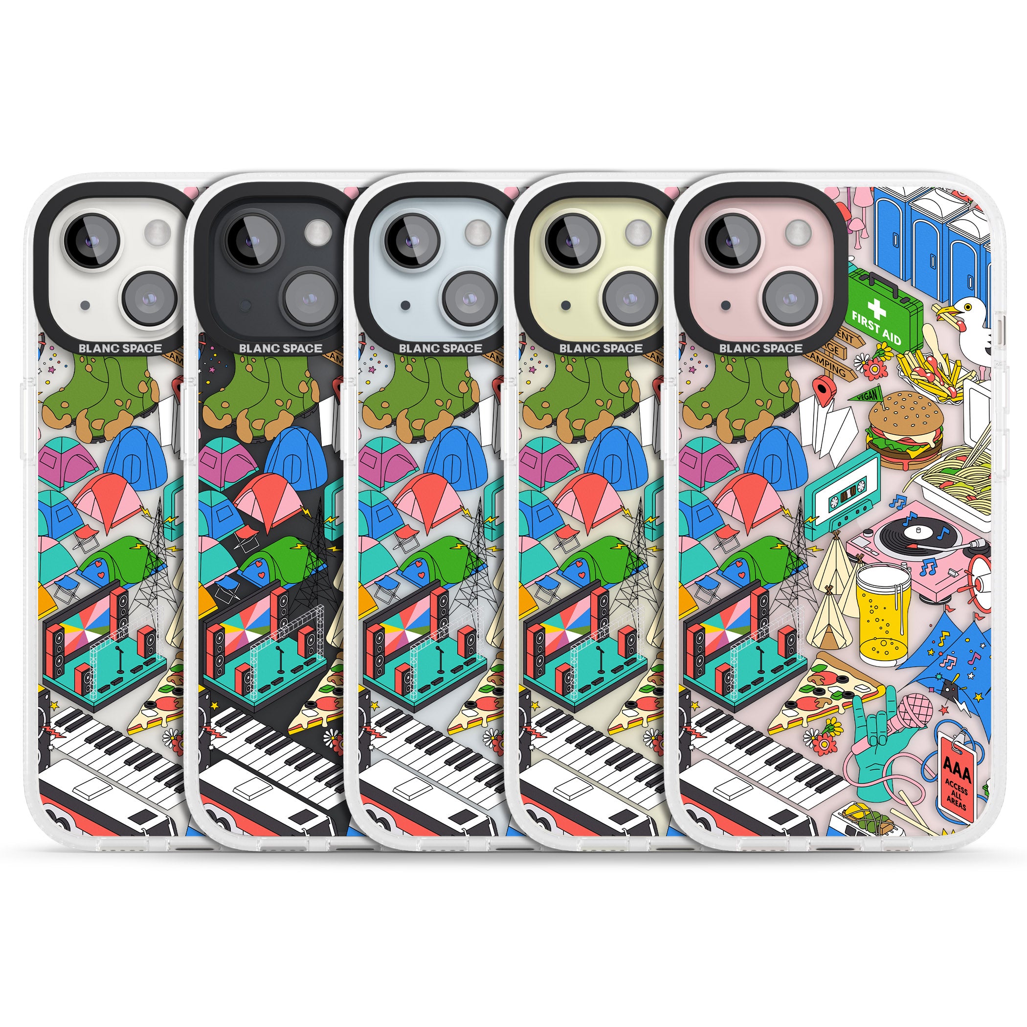 Festival Frenzy iPhone 15 / 14 / 13 Clear Case Impact Air - Blanc Space