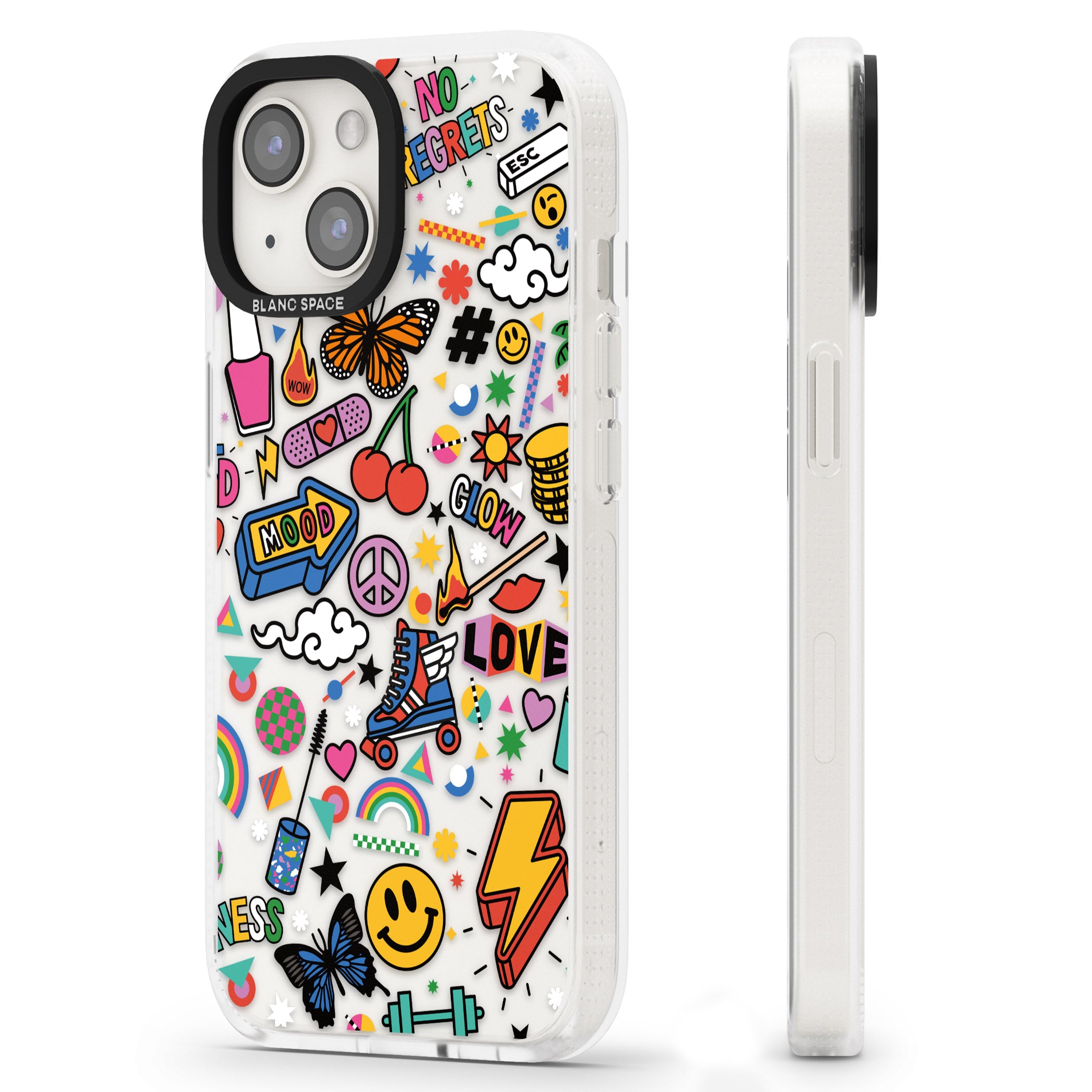 Electric Love iPhone 15 / 14 / 13 Clear Case Impact Air - Blanc Space