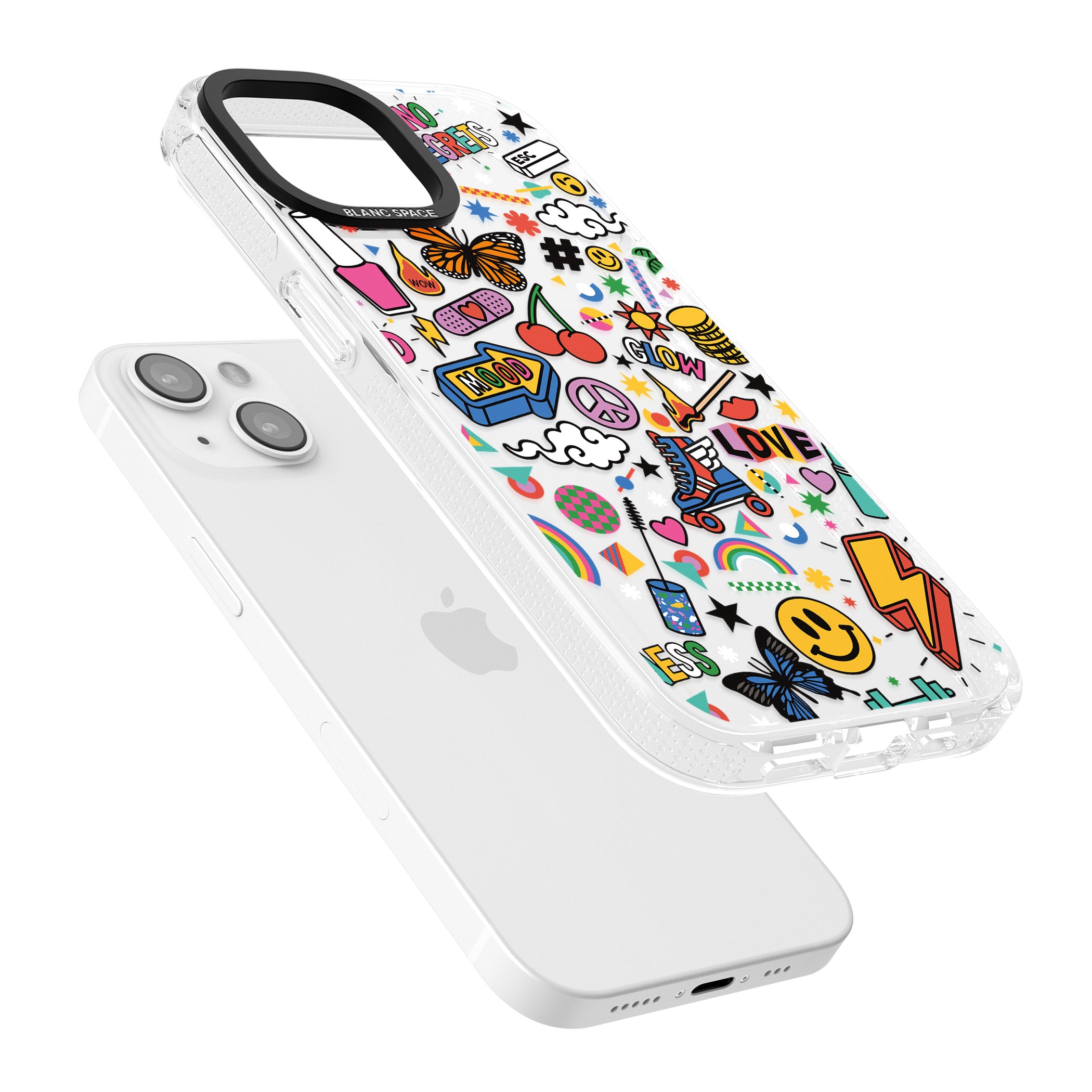 Electric Love iPhone 15 / 14 / 13 Clear Case Impact Air - Blanc Space