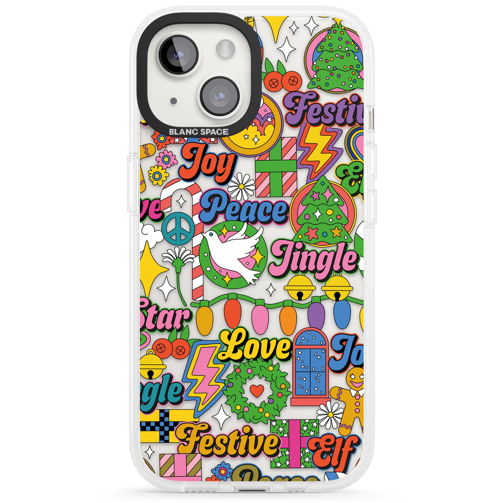 Peace & Festivities iPhone 15 / 14 / 13 Clear Case Impact Air - Blanc Space