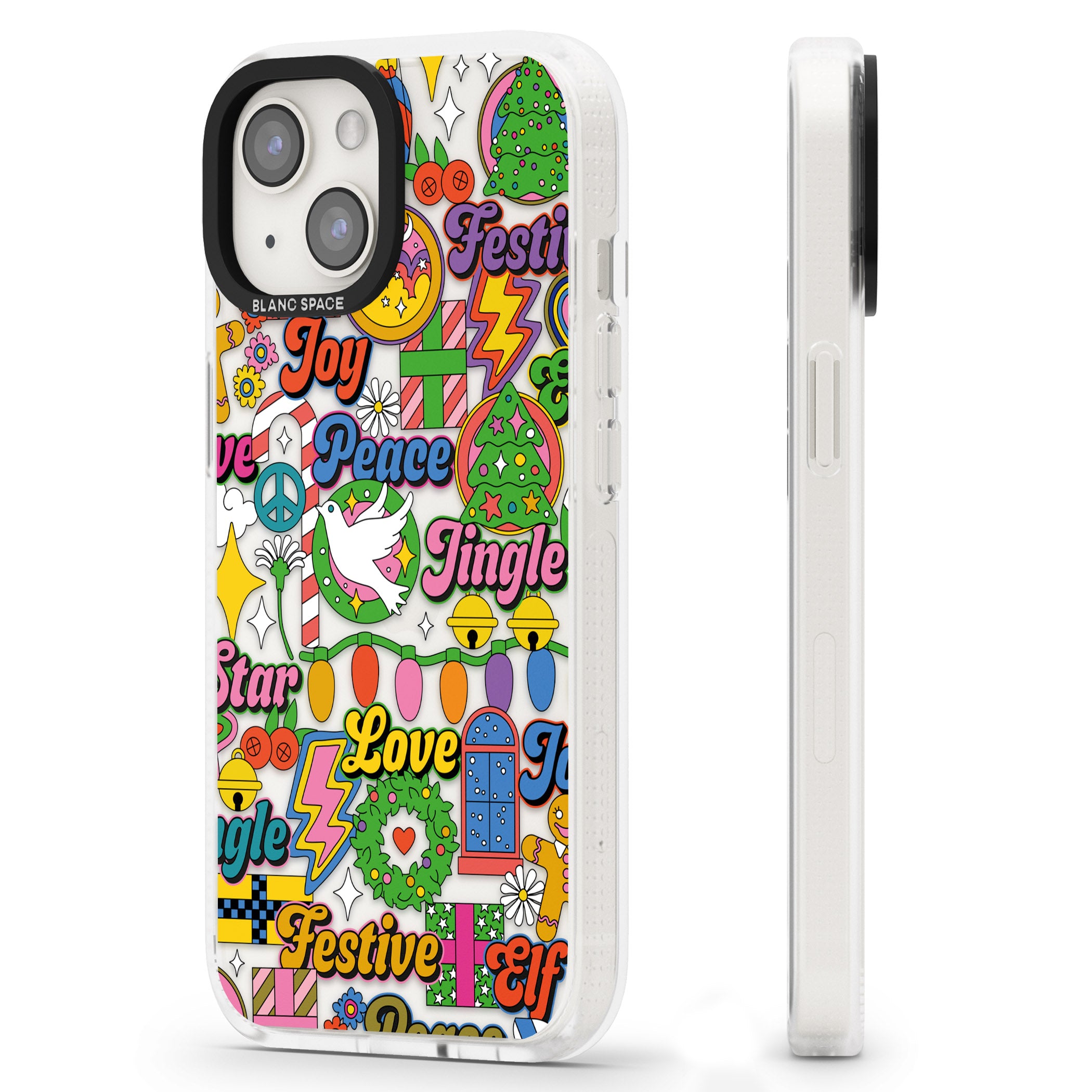 Peace & Festivities iPhone 15 / 14 / 13 Clear Case Impact Air - Blanc Space