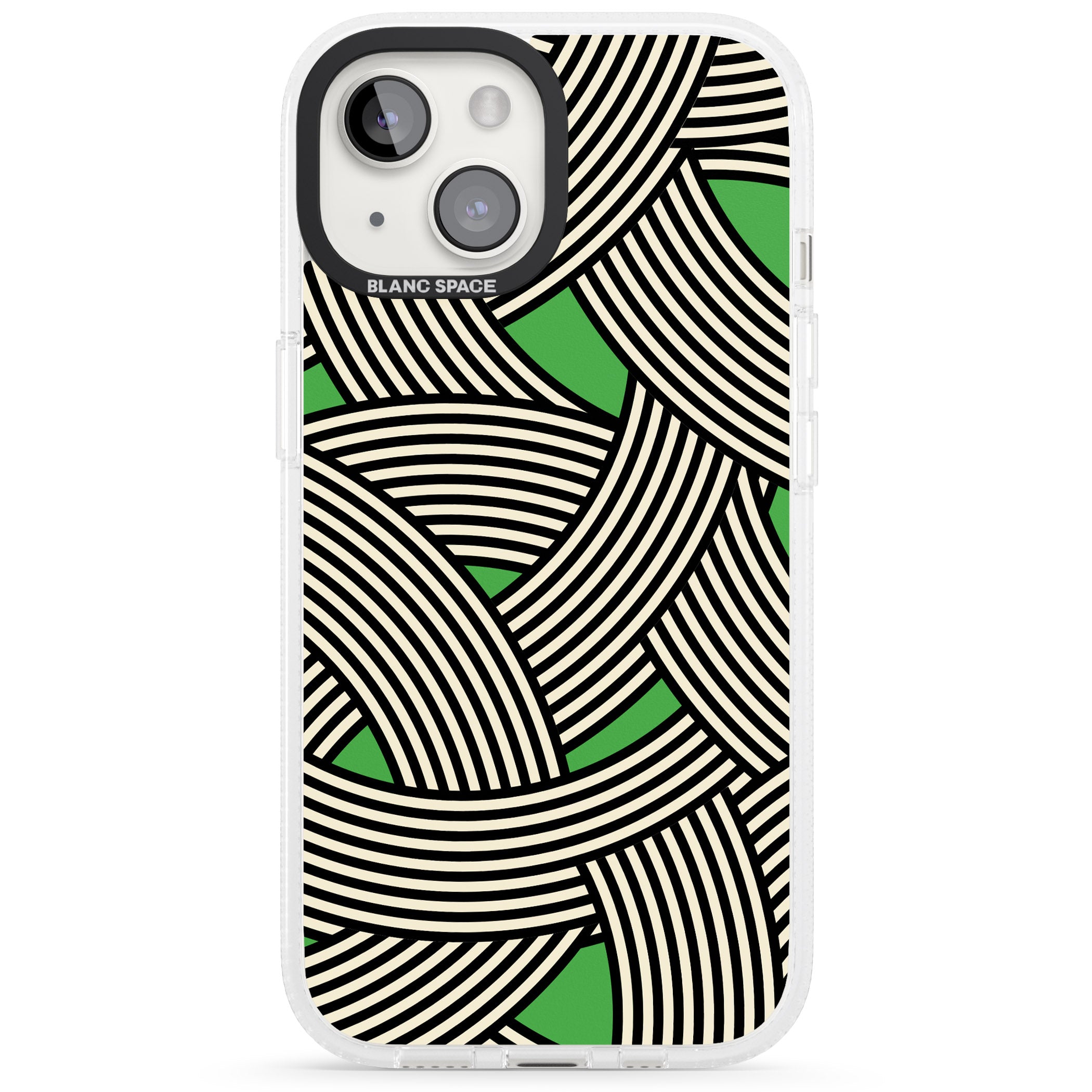 Green Optic Waves iPhone 15 / 14 / 13 Clear Case Impact Air - Blanc Space