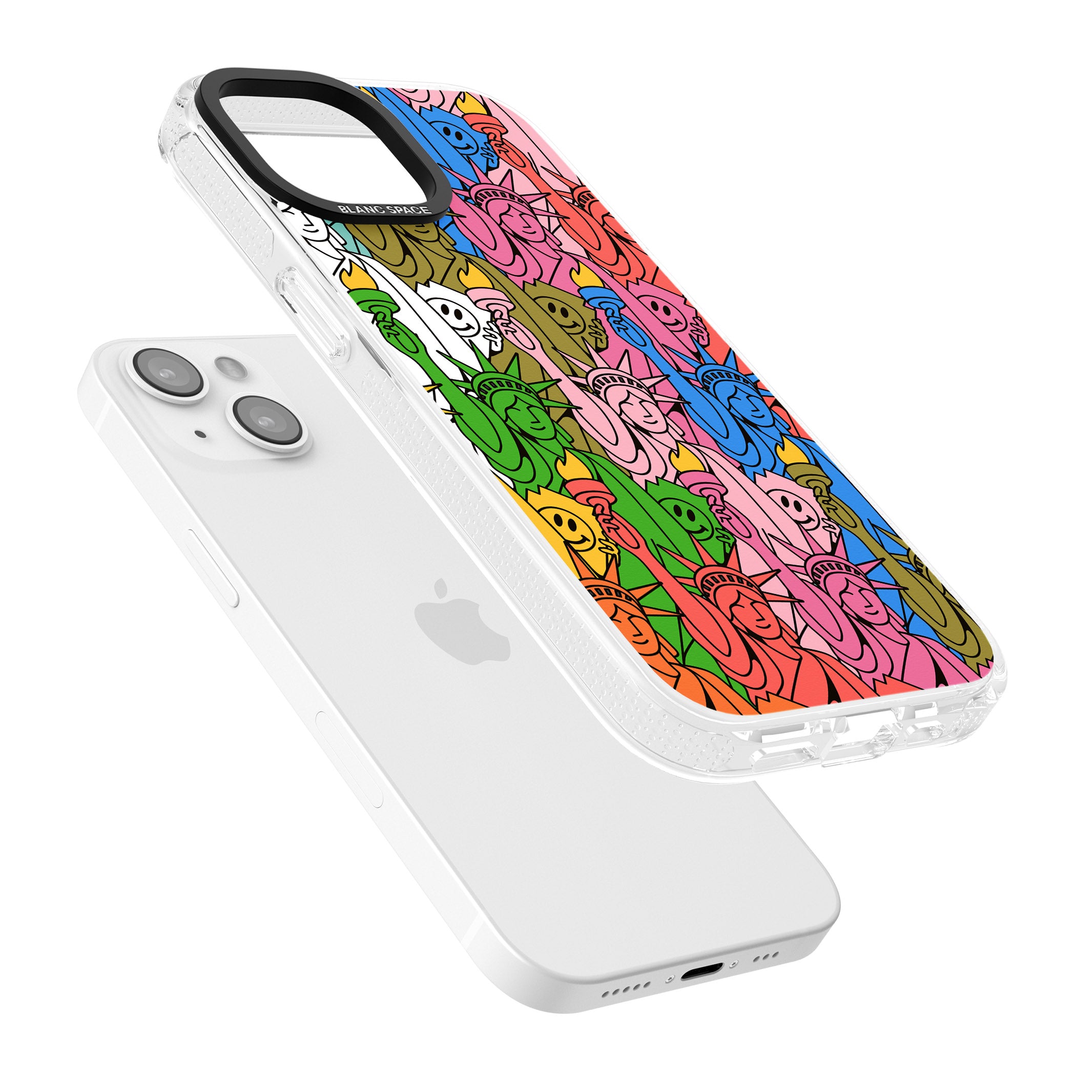 Multicolour Liberty Pattern iPhone 15 / 14 / 13 Clear Case Impact Air - Blanc Space