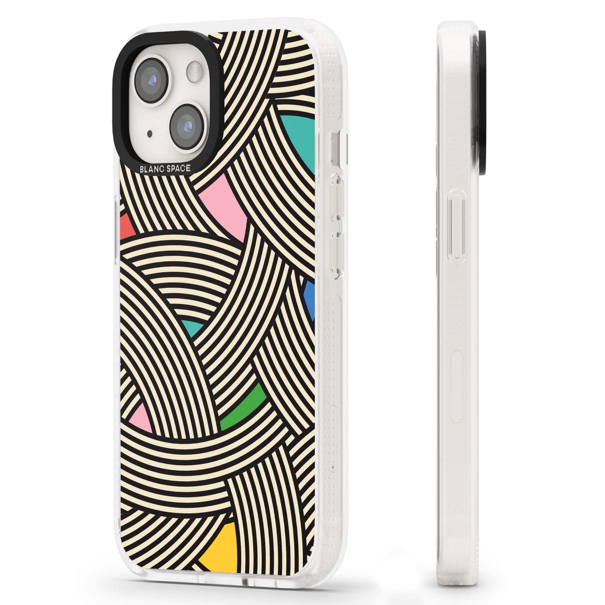Multicolour Optic Waves iPhone 15 / 14 / 13 Clear Case Impact Air - Blanc Space