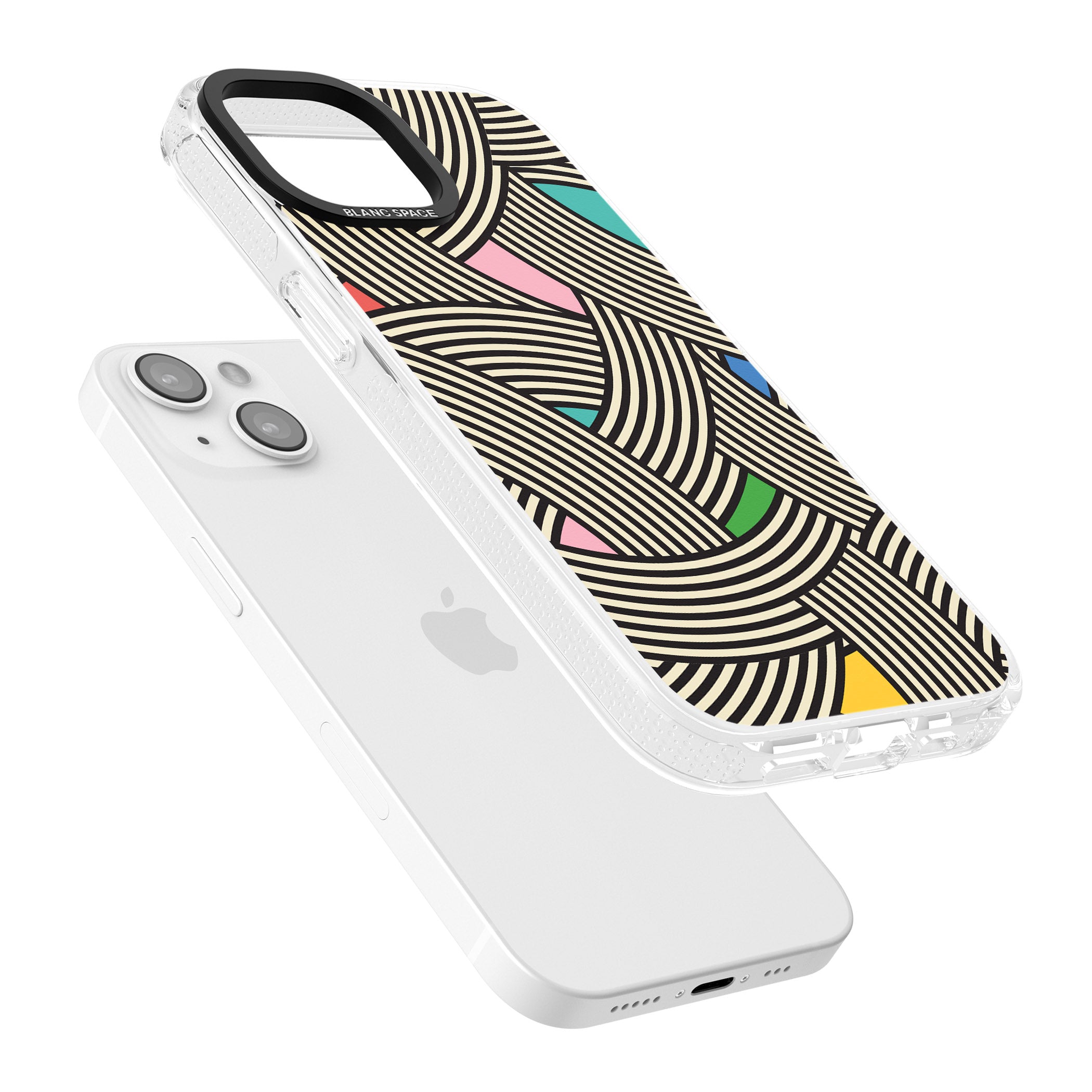 Multicolour Optic Waves iPhone 15 / 14 / 13 Clear Case Impact Air - Blanc Space