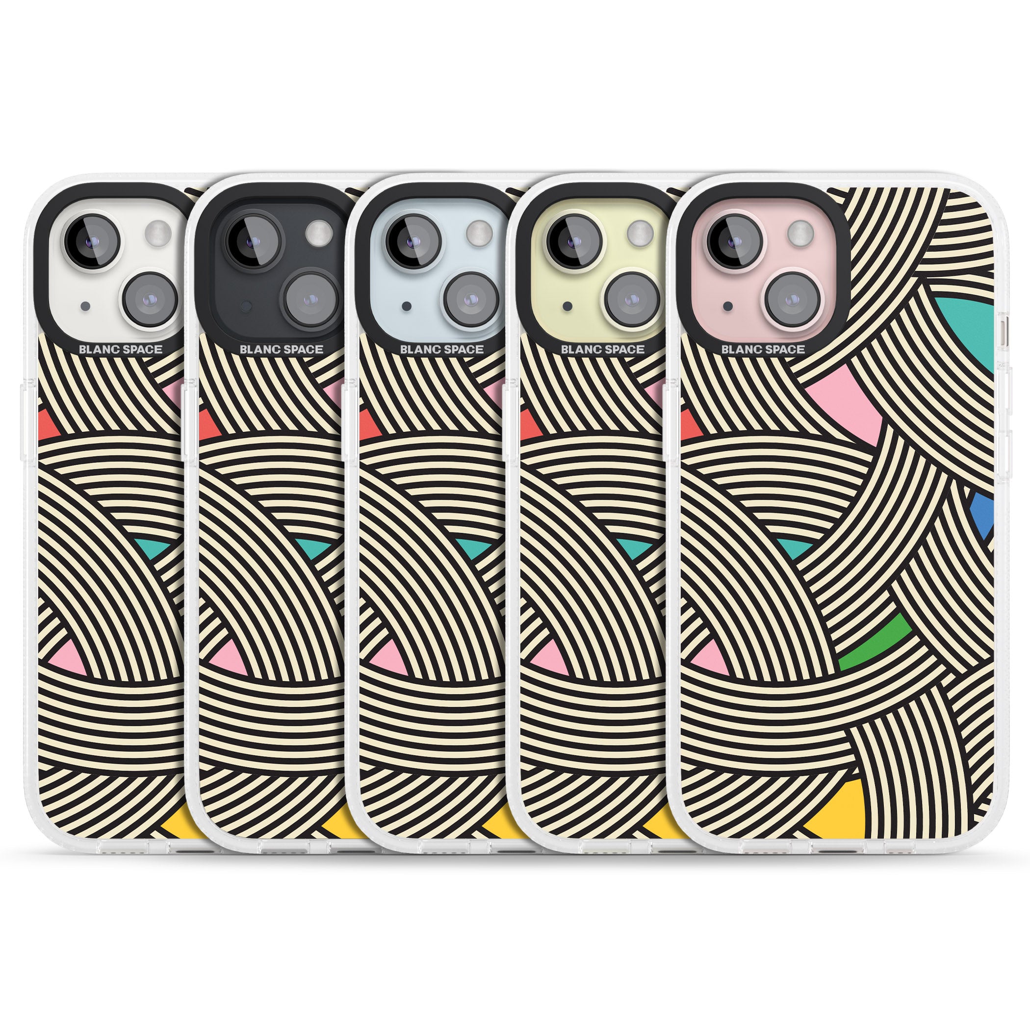Multicolour Optic Waves iPhone 15 / 14 / 13 Clear Case Impact Air - Blanc Space