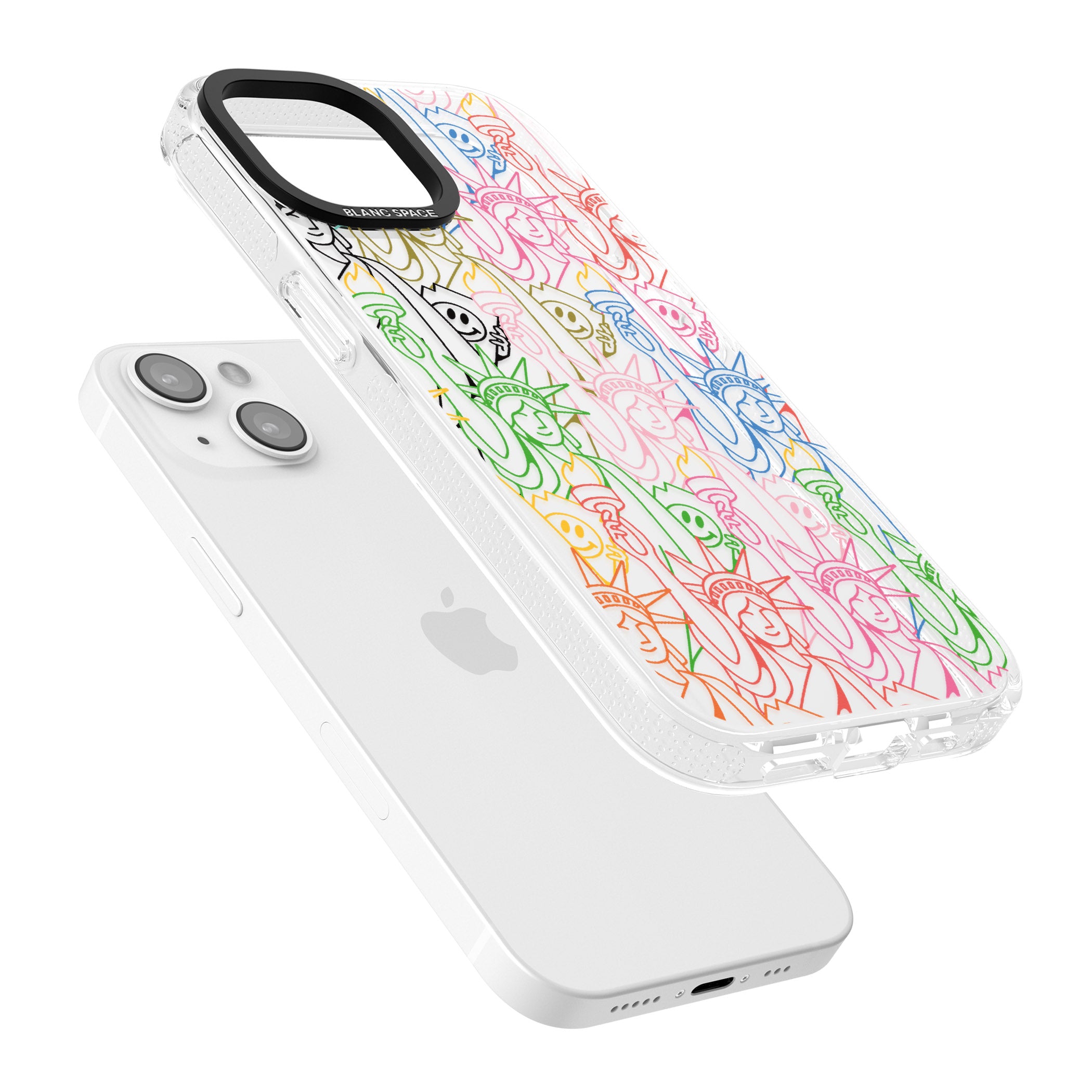 Multicolour Liberty Line Pattern iPhone 15 / 14 / 13 Clear Case Impact Air - Blanc Space