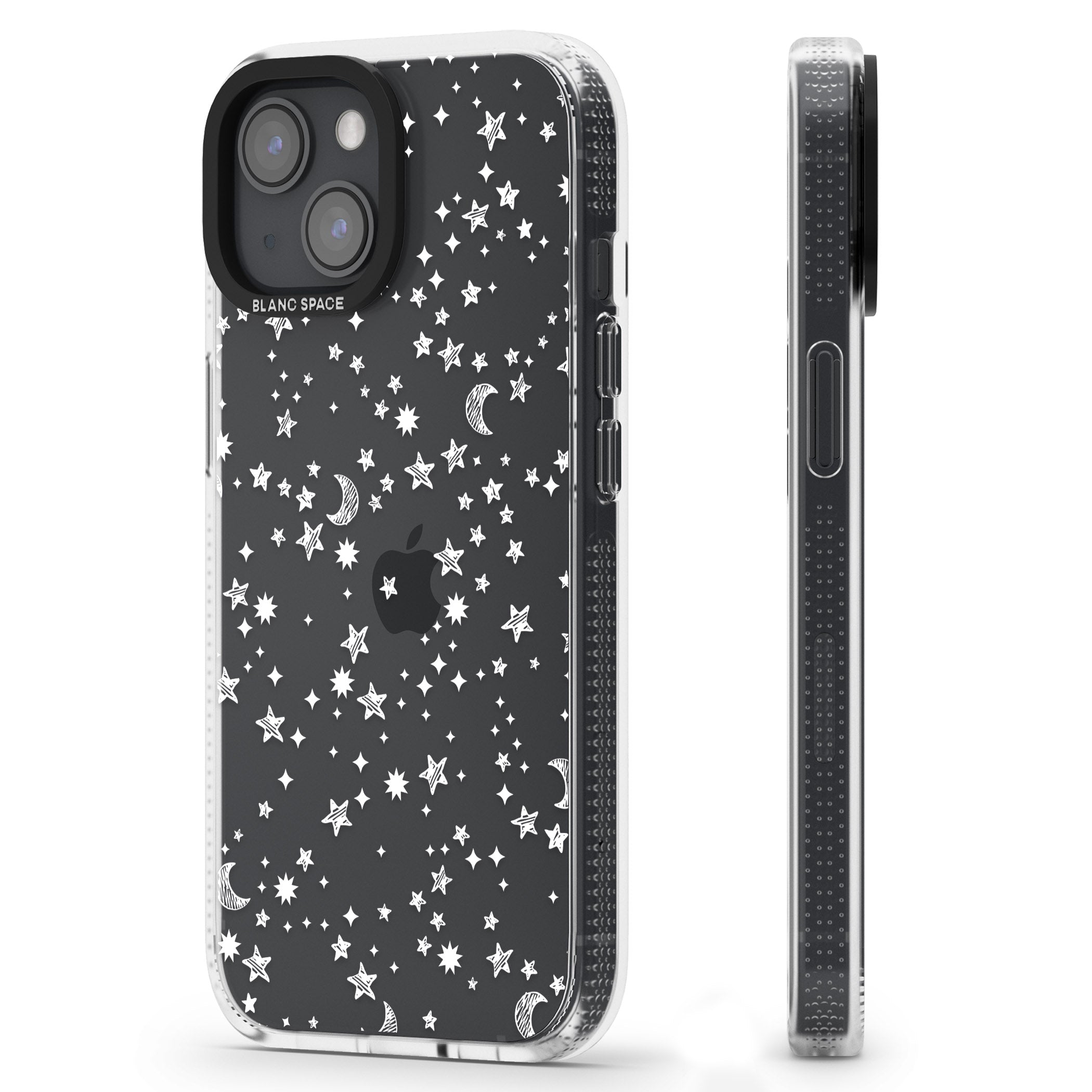 White Cosmic Galaxy Pattern iPhone 15 / 14 / 13 Clear Case Impact Air - Blanc Space