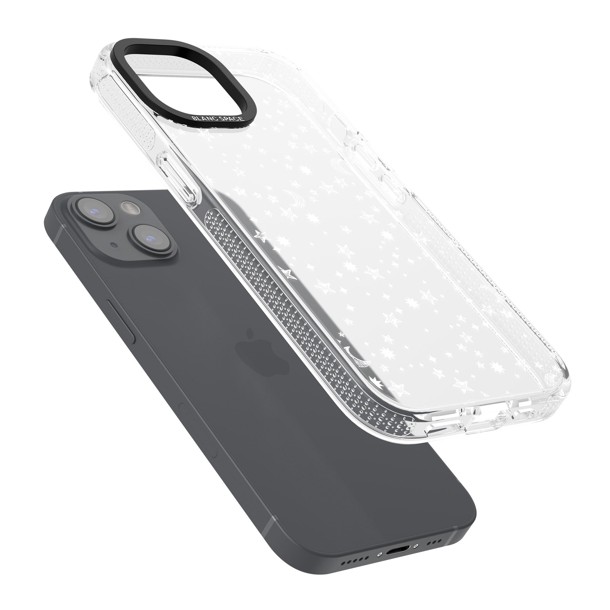 White Cosmic Galaxy Pattern iPhone 15 / 14 / 13 Clear Case Impact Air - Blanc Space