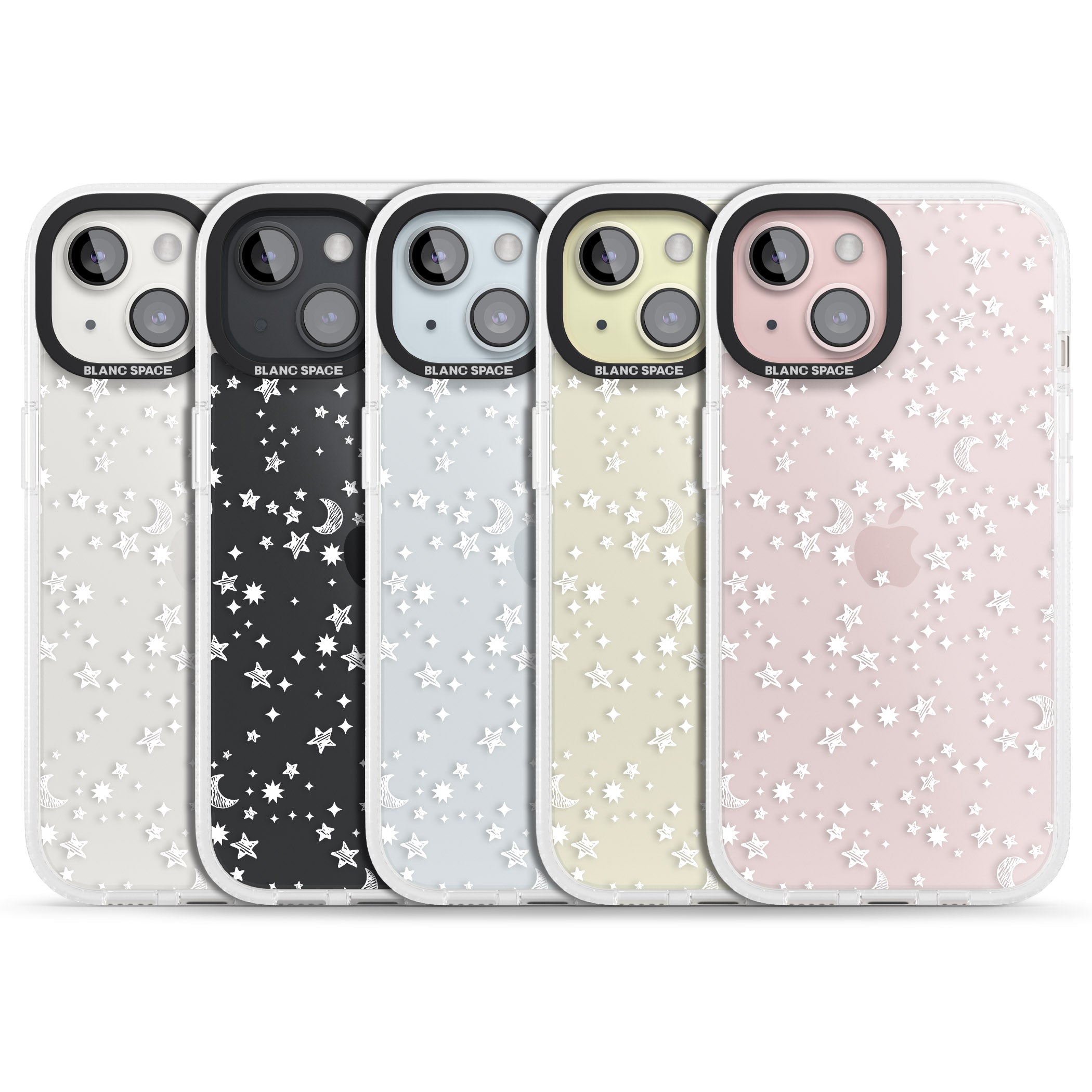White Cosmic Galaxy Pattern iPhone 15 / 14 / 13 Clear Case Impact Air - Blanc Space