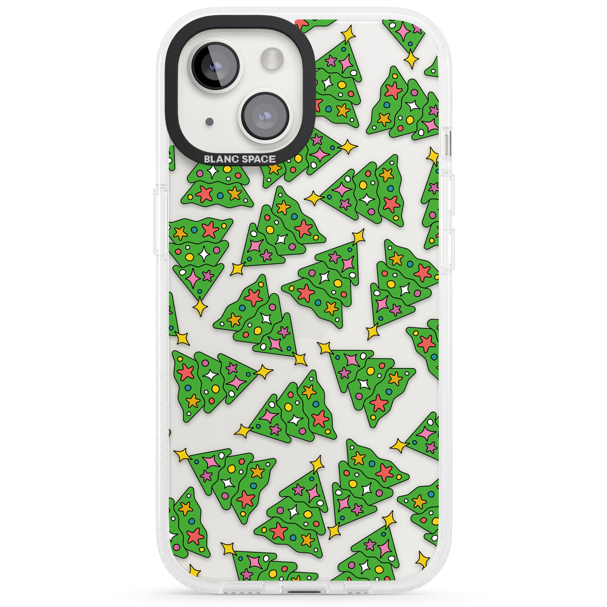 Christmas Tree Pattern iPhone 15 / 14 / 13 Clear Case Impact Air - Blanc Space