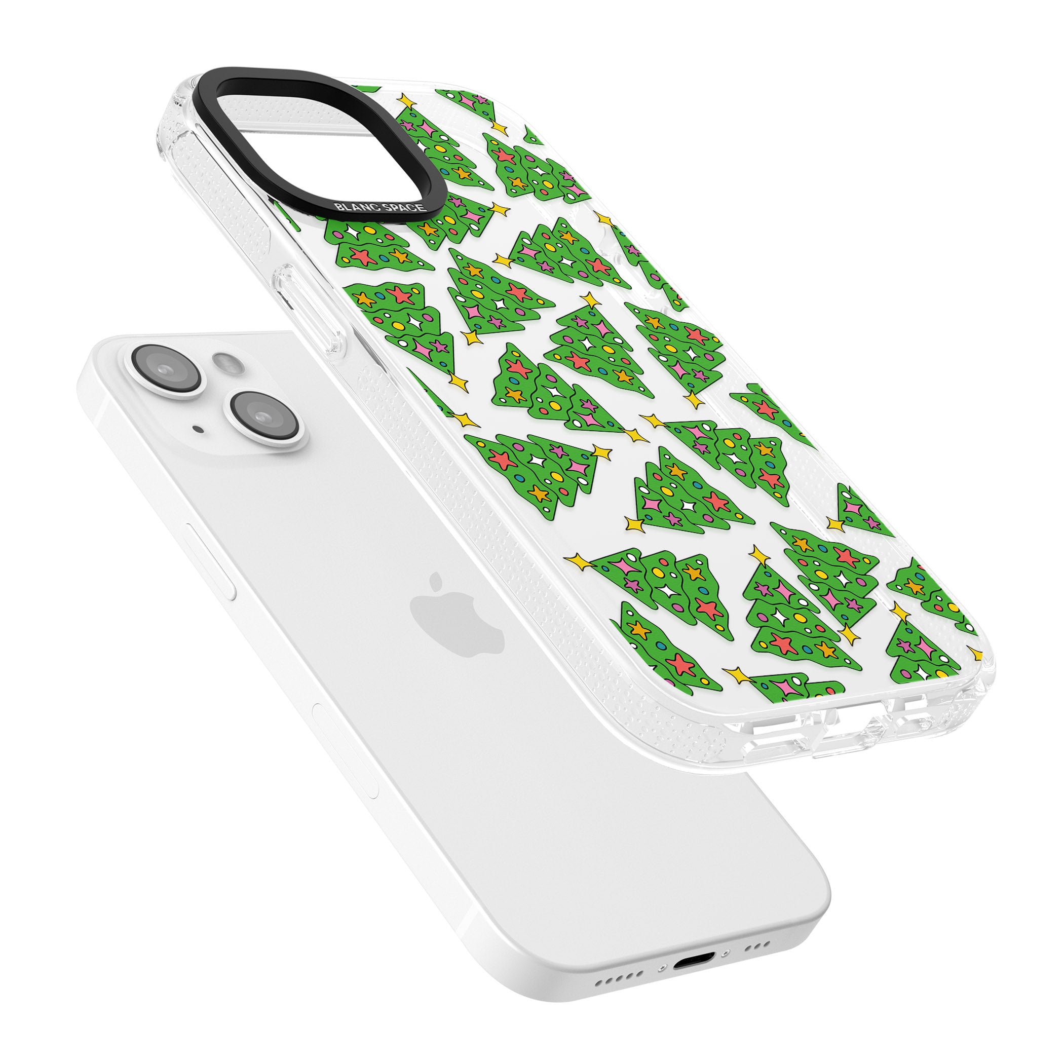 Christmas Tree Pattern iPhone 15 / 14 / 13 Clear Case Impact Air - Blanc Space