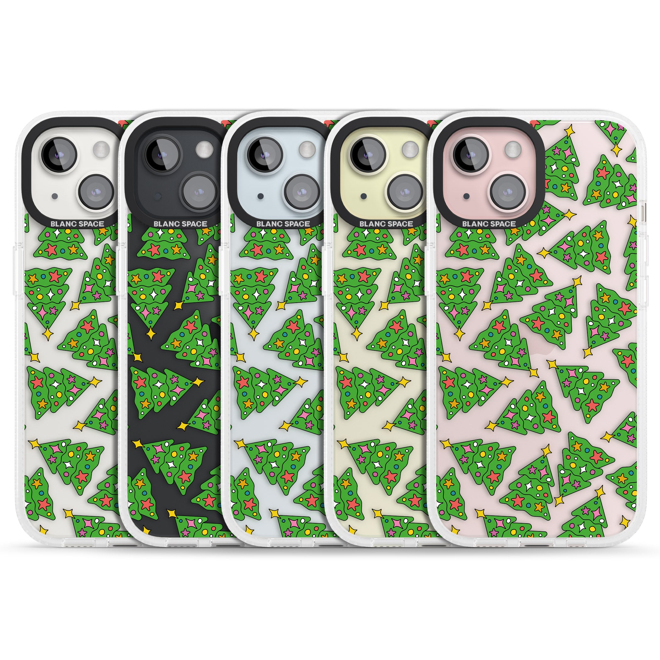 Christmas Tree Pattern iPhone 15 / 14 / 13 Clear Case Impact Air - Blanc Space