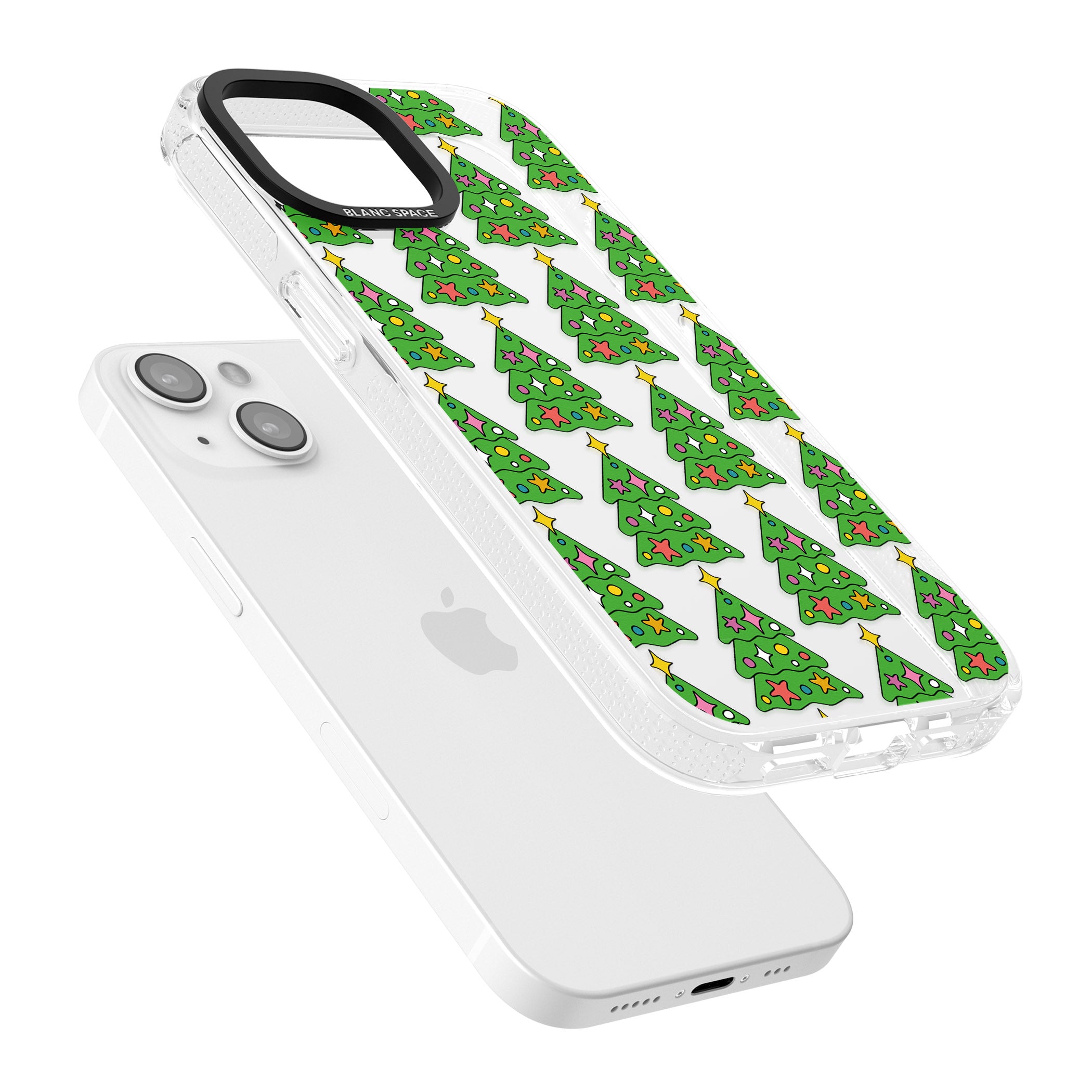 Christmas Tree Pattern (Clear) iPhone 15 / 14 / 13 Clear Case Impact Air - Blanc Space
