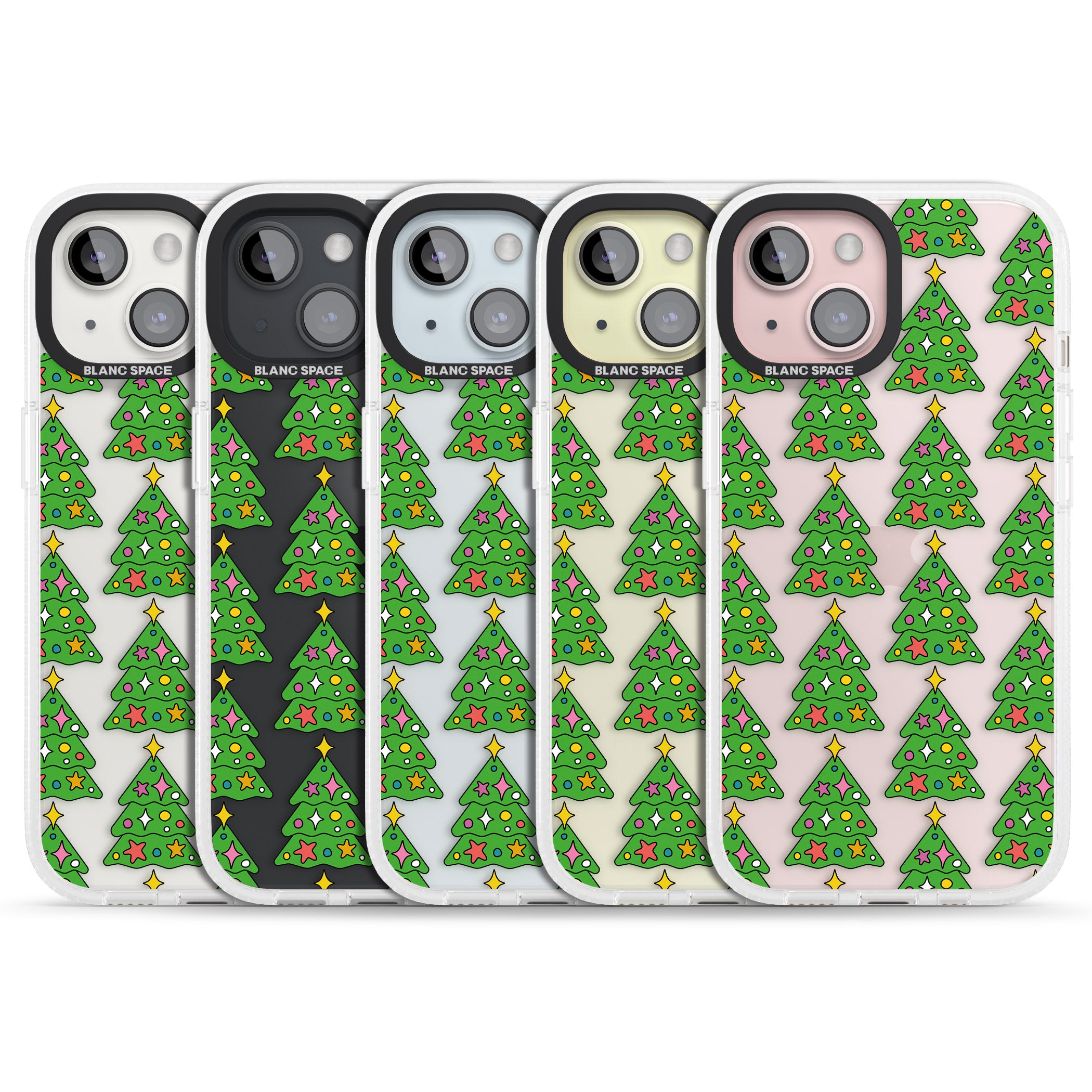 Christmas Tree Pattern (Clear) iPhone 15 / 14 / 13 Clear Case Impact Air - Blanc Space