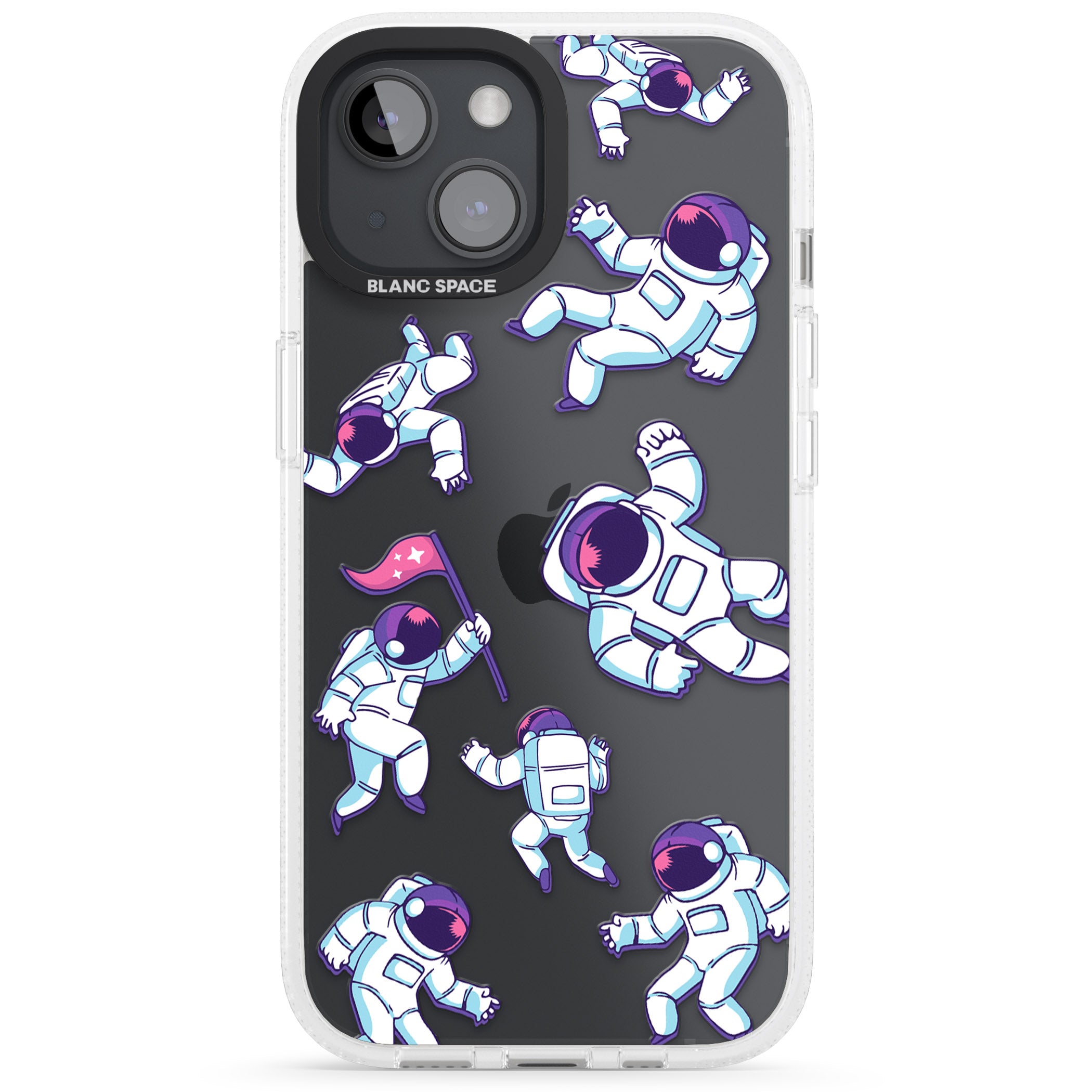 Astronaut Pattern iPhone 15 / 14 / 13 Clear Case Impact Air - Blanc Space