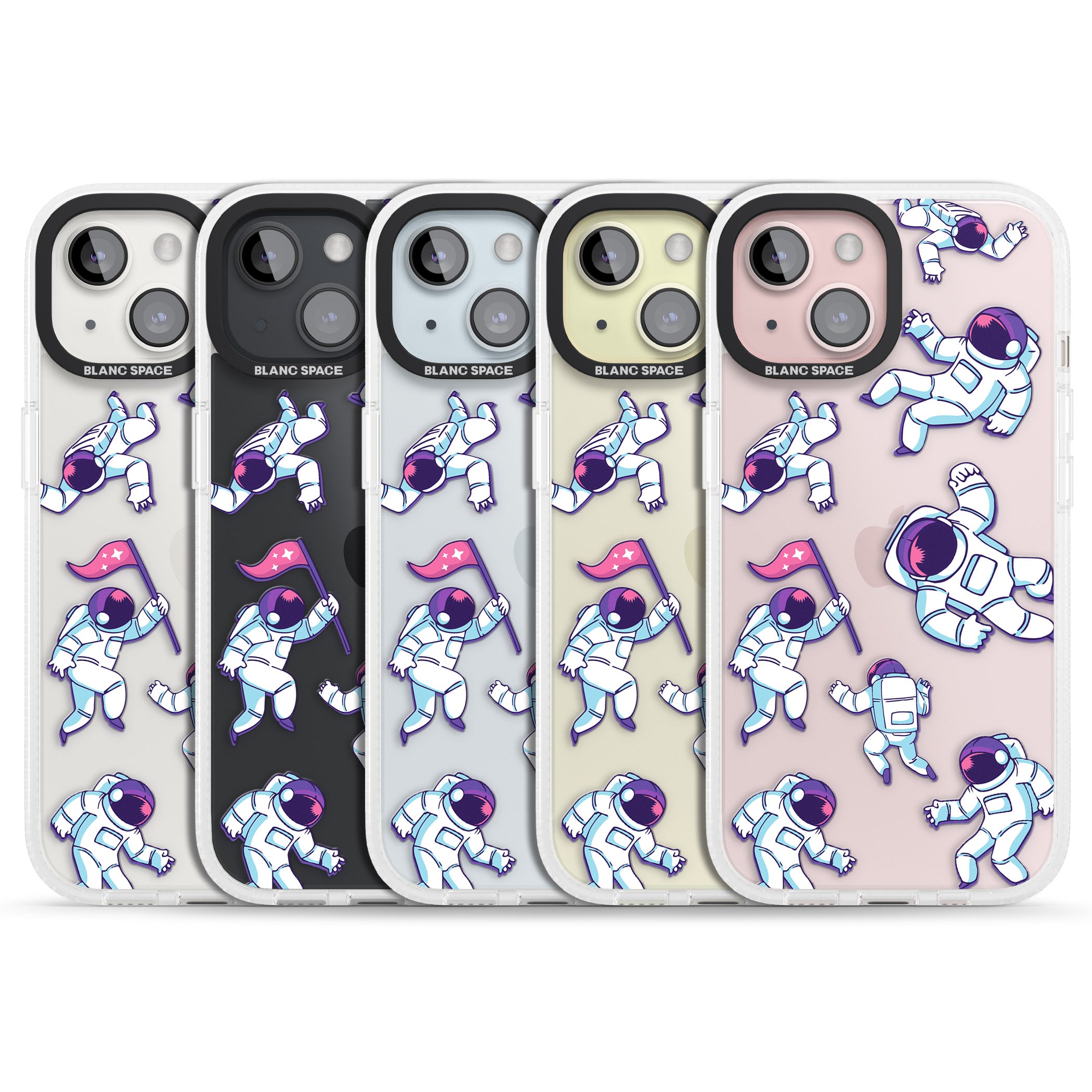 Astronaut Pattern iPhone 15 / 14 / 13 Clear Case Impact Air - Blanc Space