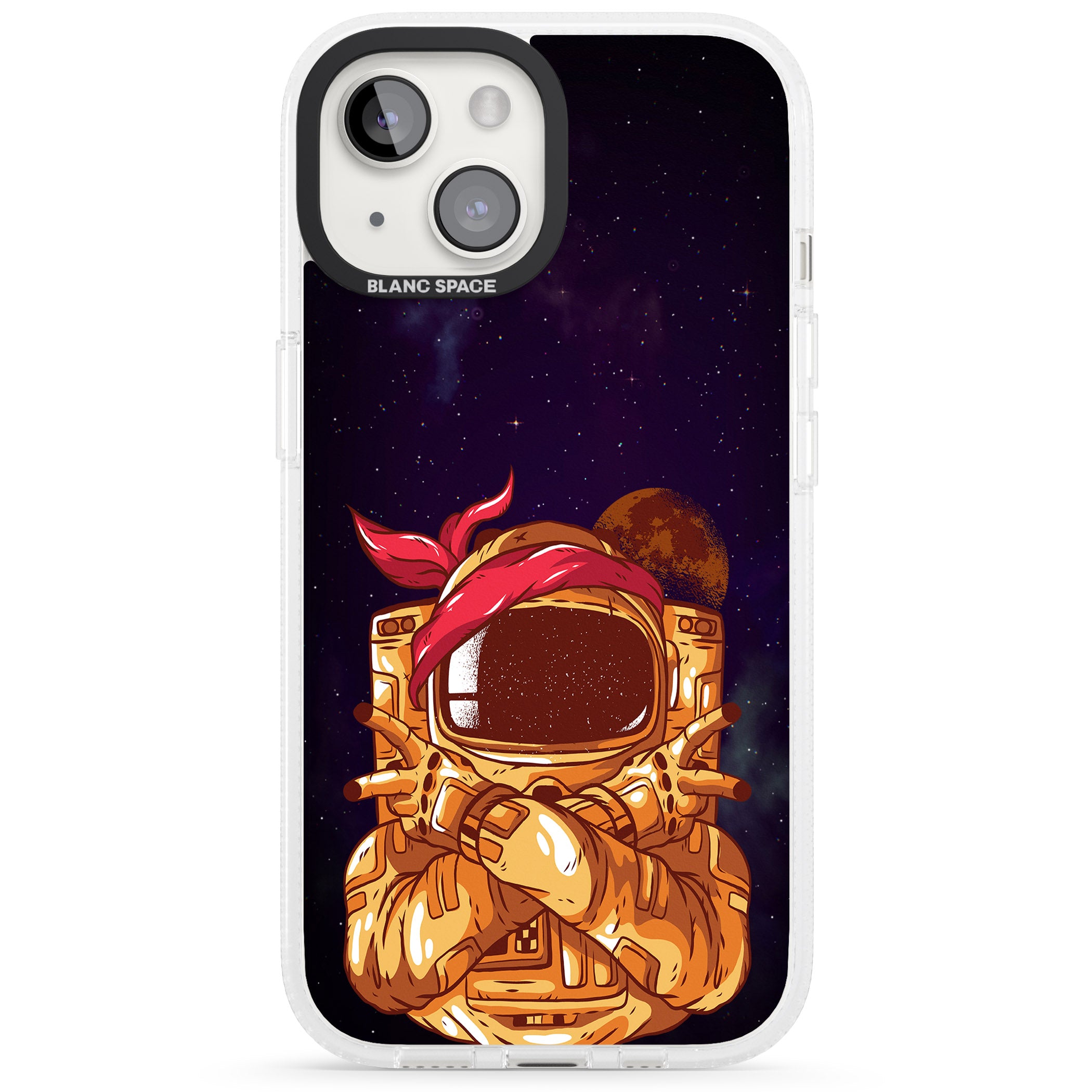 Space Gangster iPhone 15 / 14 / 13 Clear Case Impact Air - Blanc Space