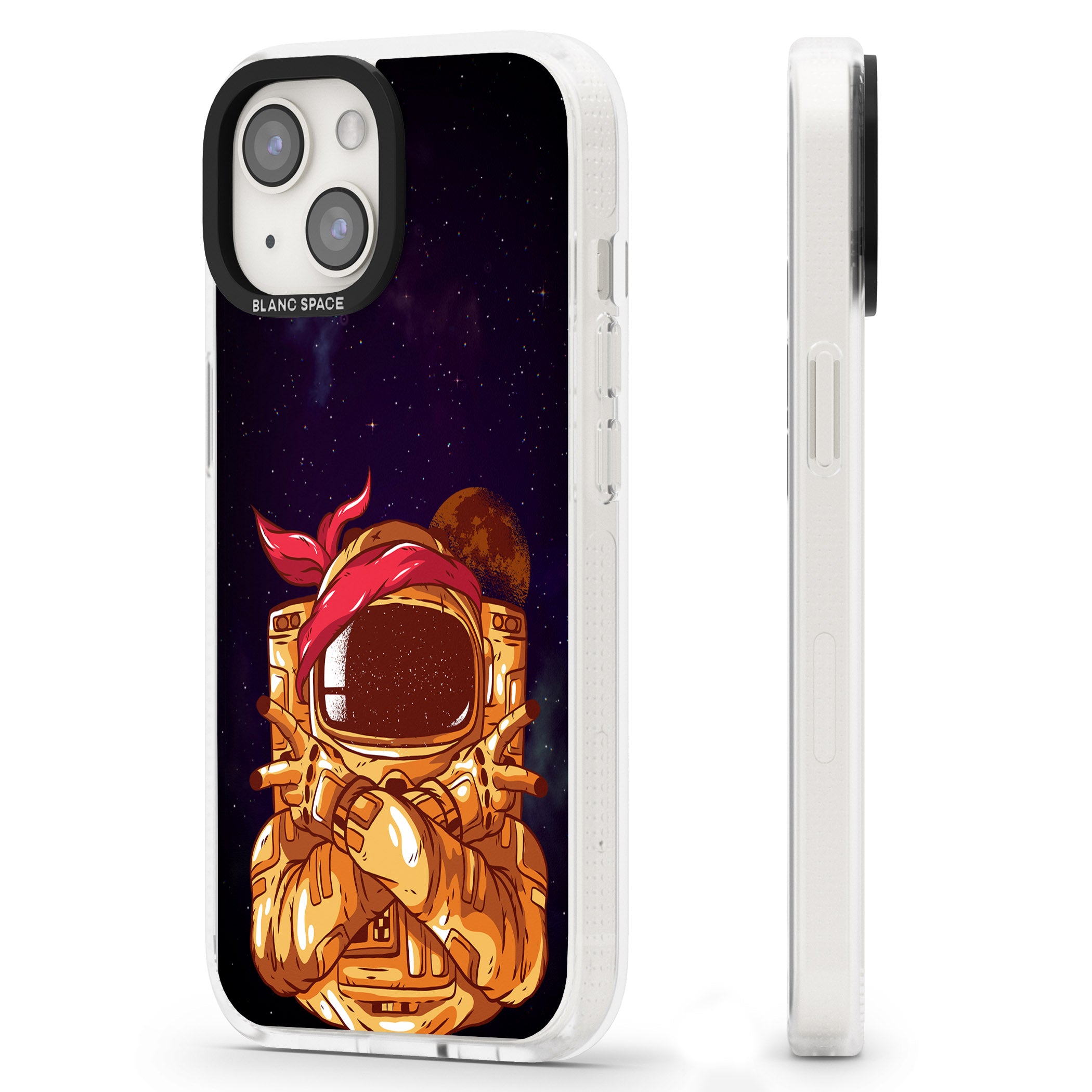 Space Gangster iPhone 15 / 14 / 13 Clear Case Impact Air - Blanc Space