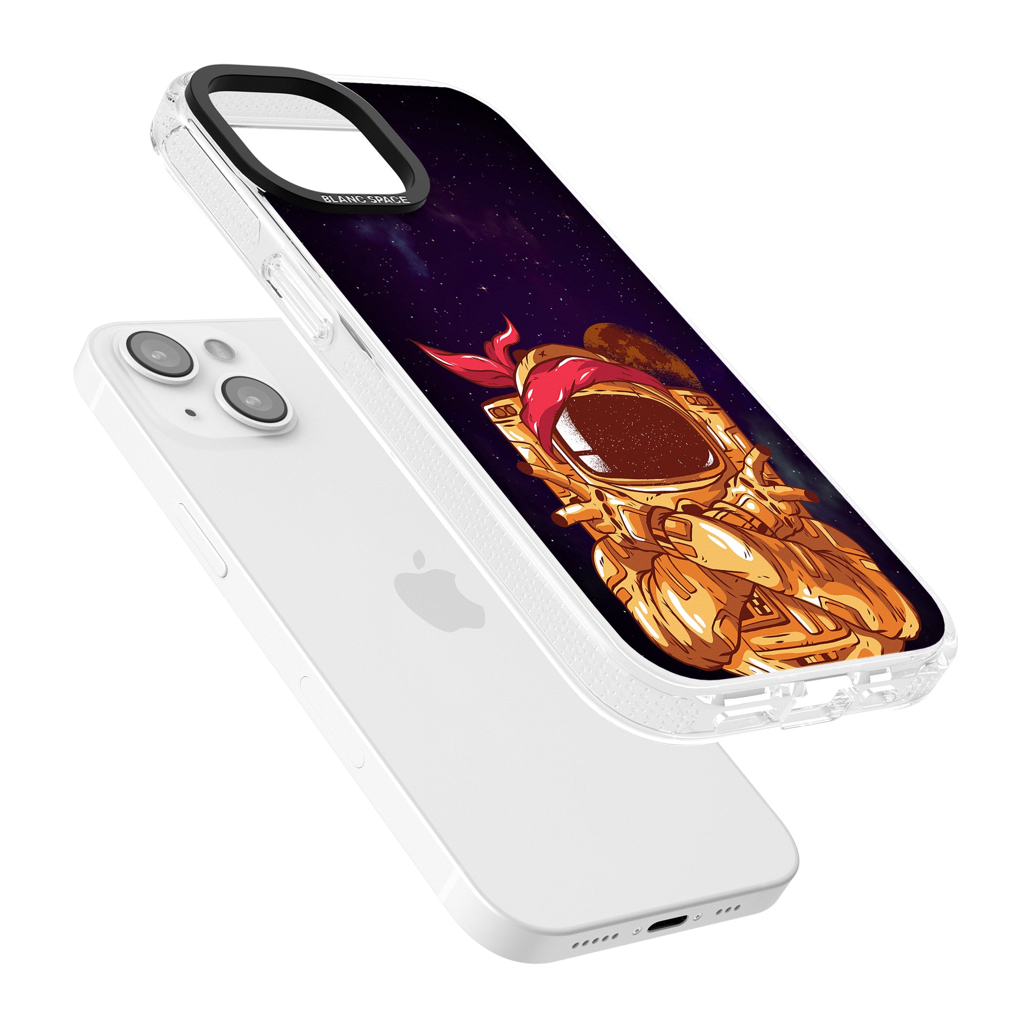Space Gangster iPhone 15 / 14 / 13 Clear Case Impact Air - Blanc Space