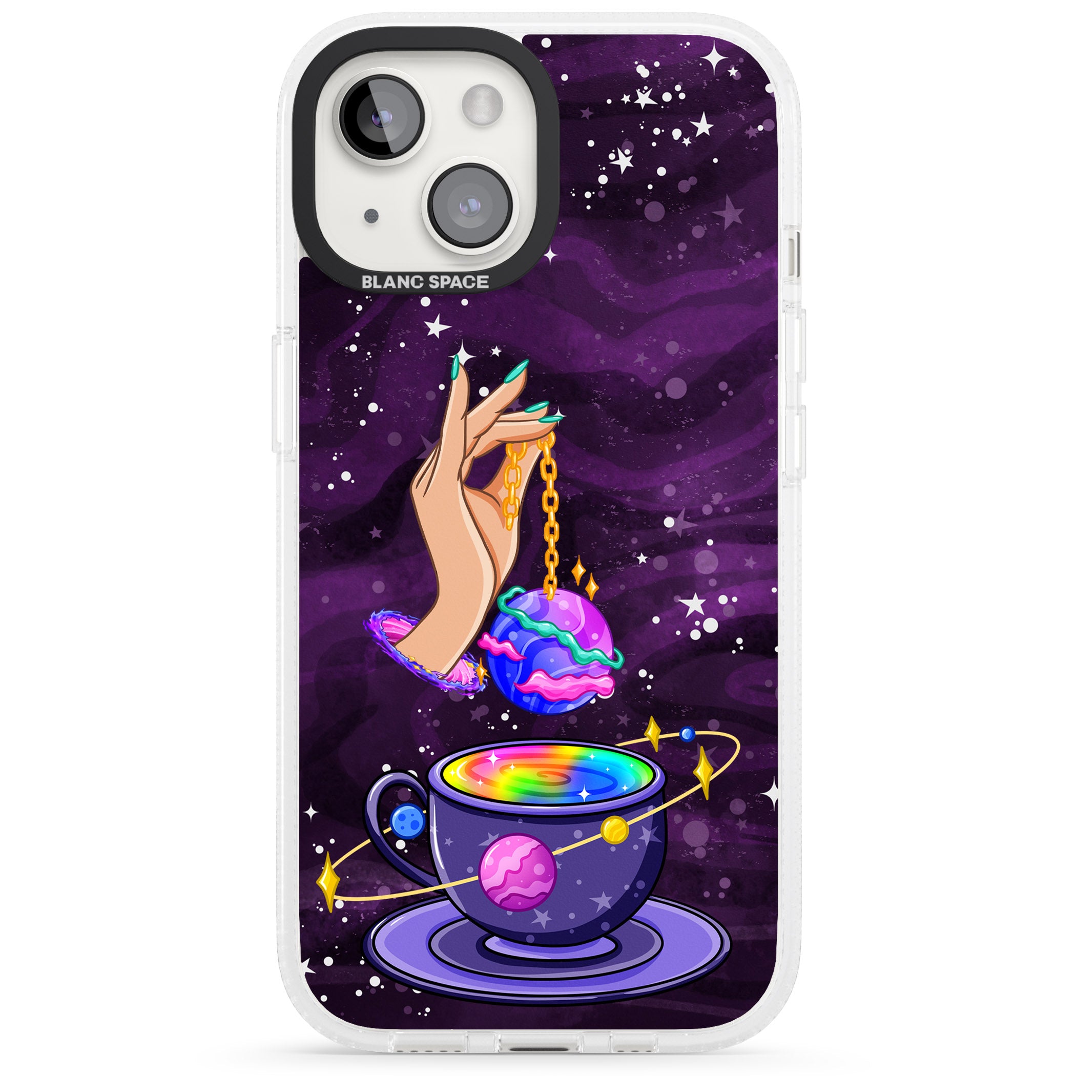 Space Tea iPhone 15 / 14 / 13 Clear Case Impact Air - Blanc Space
