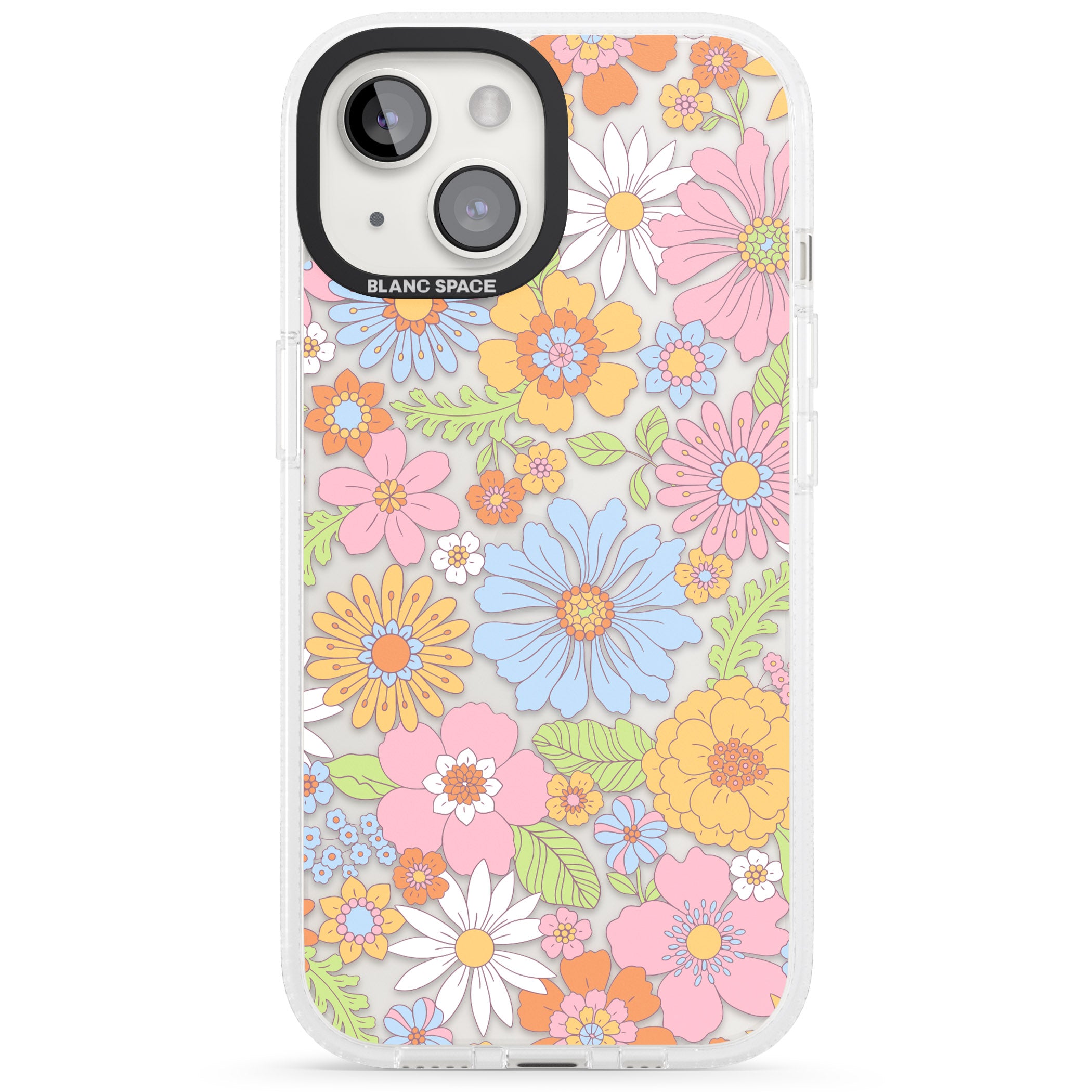Pastel Flower Pattern iPhone 15 / 14 / 13 Clear Case Impact Air - Blanc Space