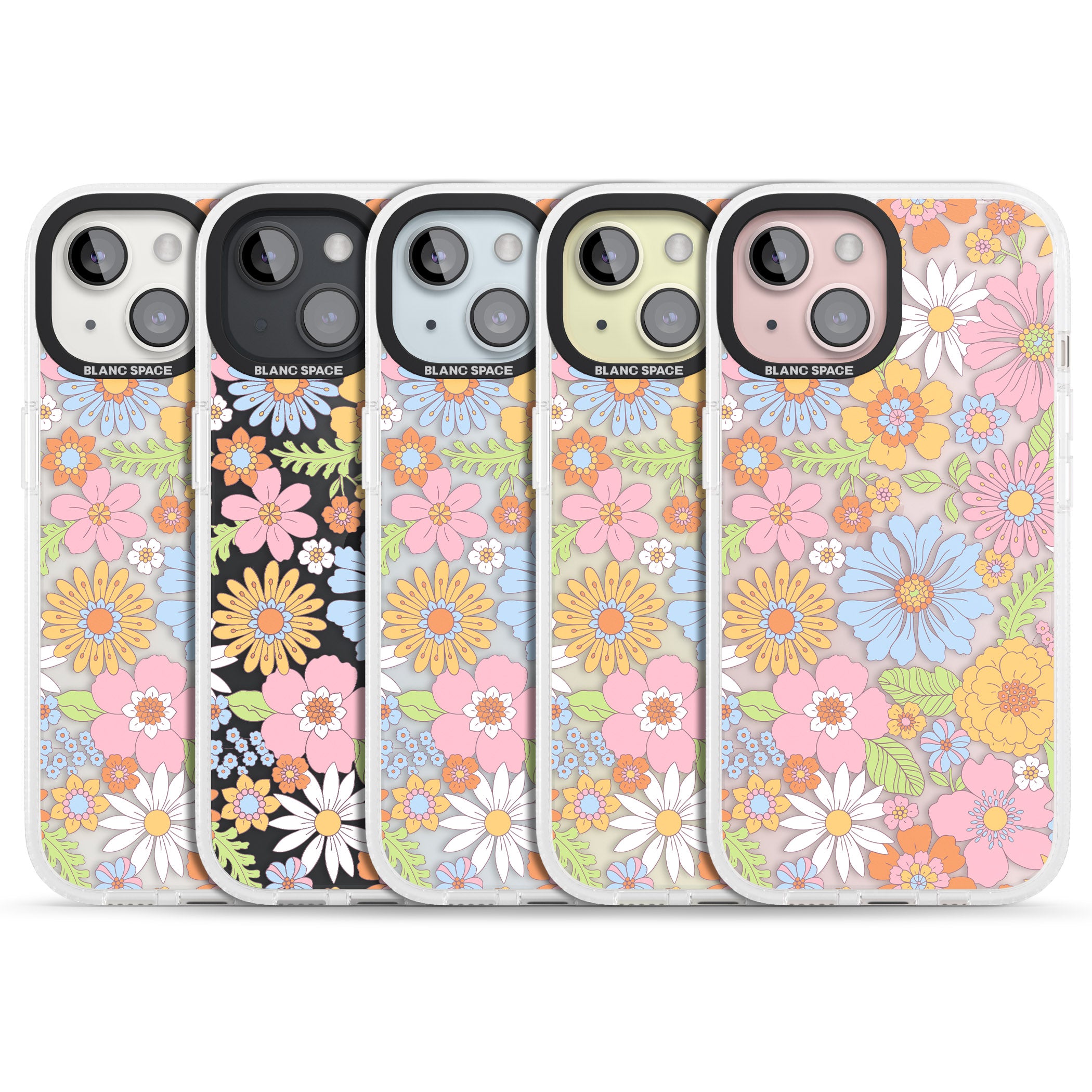 Pastel Flower Pattern iPhone 15 / 14 / 13 Clear Case Impact Air - Blanc Space