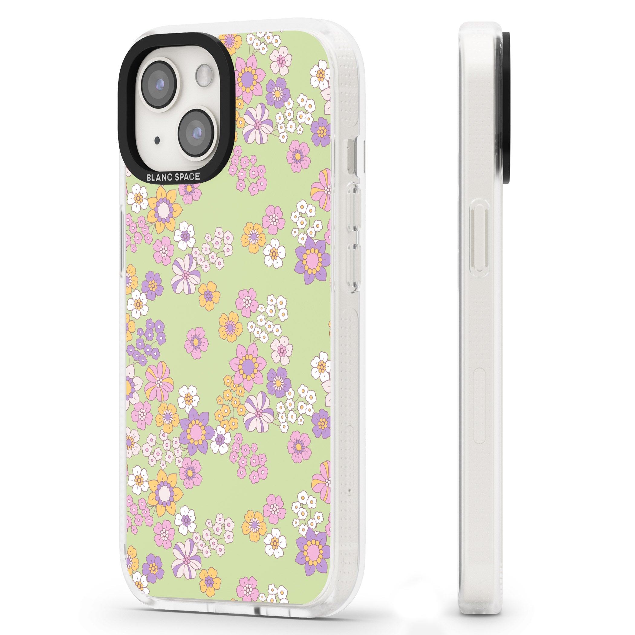 Grass Green Flowers iPhone 15 / 14 / 13 Clear Case Impact Air - Blanc Space