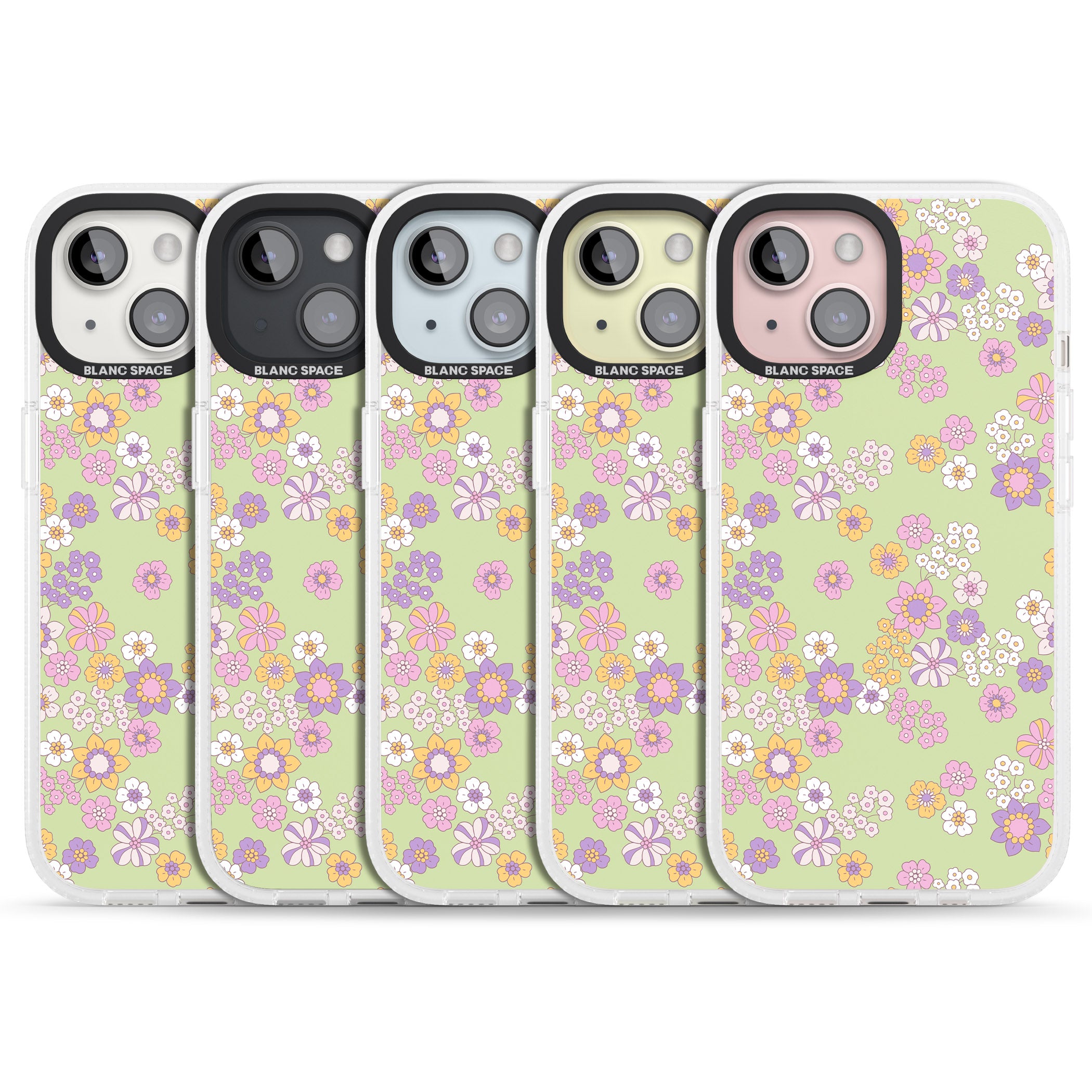 Grass Green Flowers iPhone 15 / 14 / 13 Clear Case Impact Air - Blanc Space