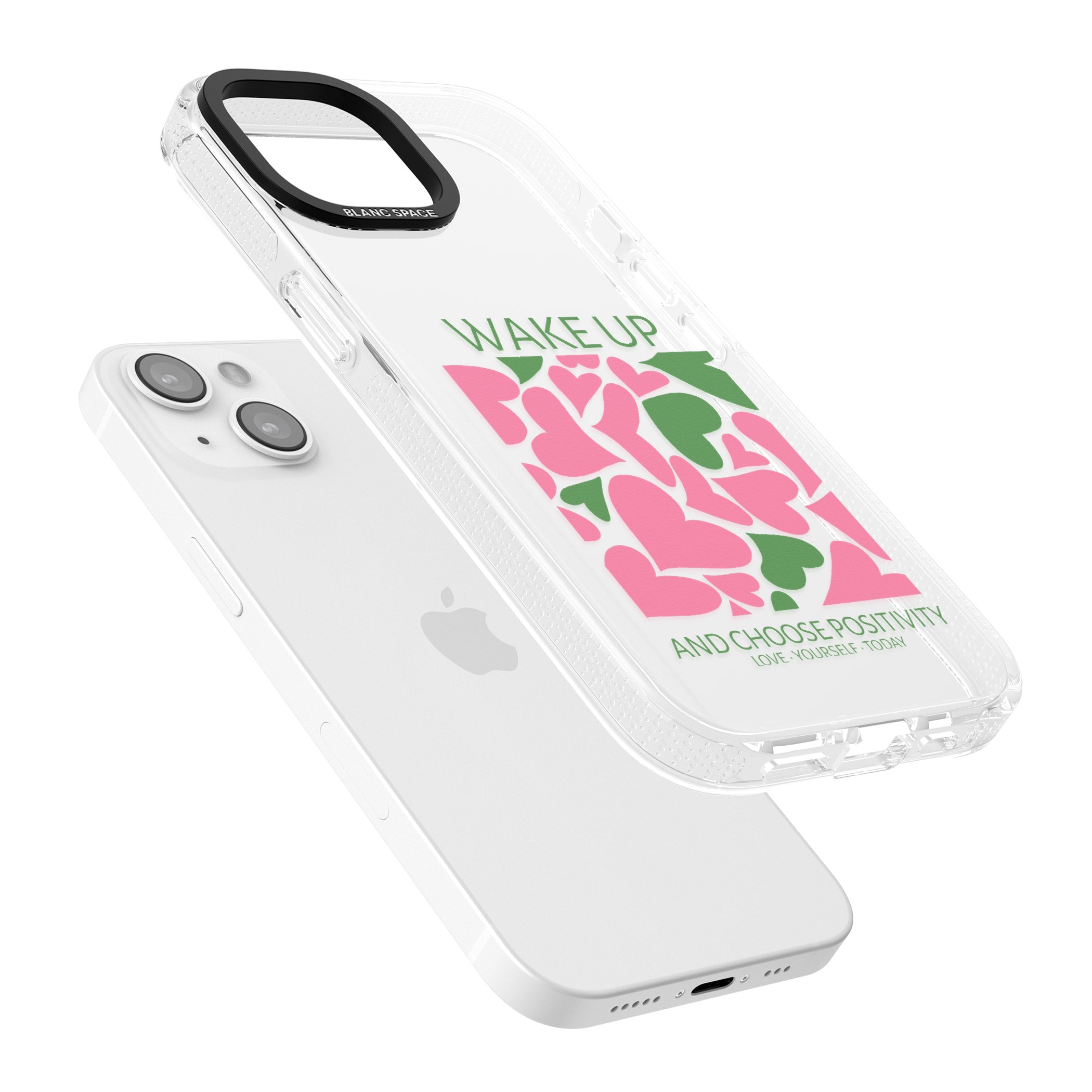 Wake Up And Choose Positivity iPhone 15 / 14 / 13 Clear Case Impact Air - Blanc Space